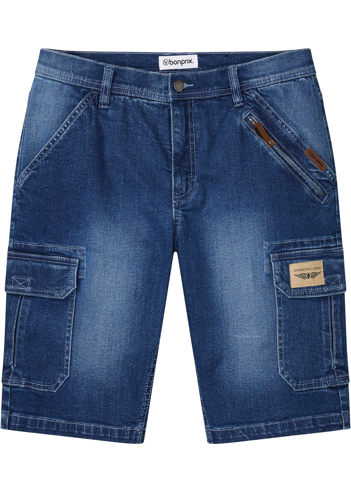 Bermude Cargo de blugi cu stretch, Regular Fit