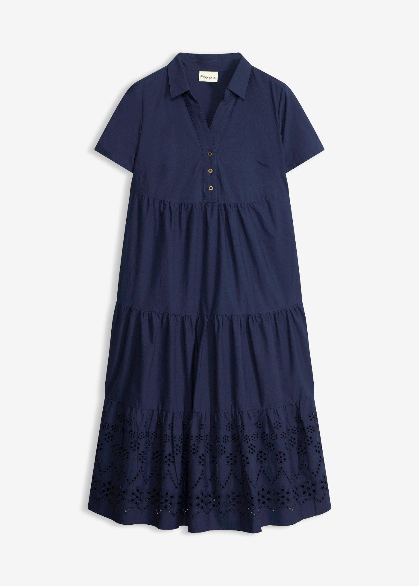 Rochie gen tunică din bumbac 100% cu broderie perforată