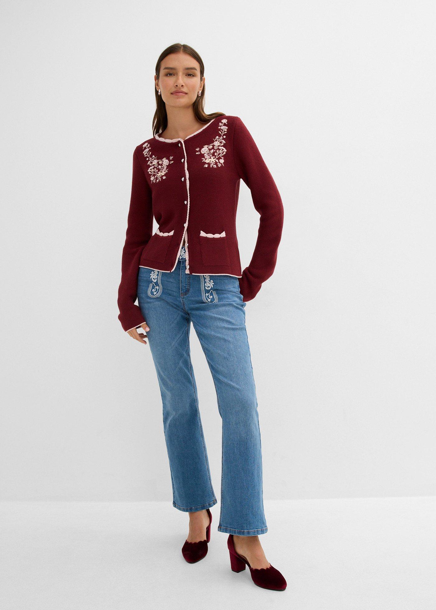 Sweter rozpinany w ludowym stylu - Bonprix