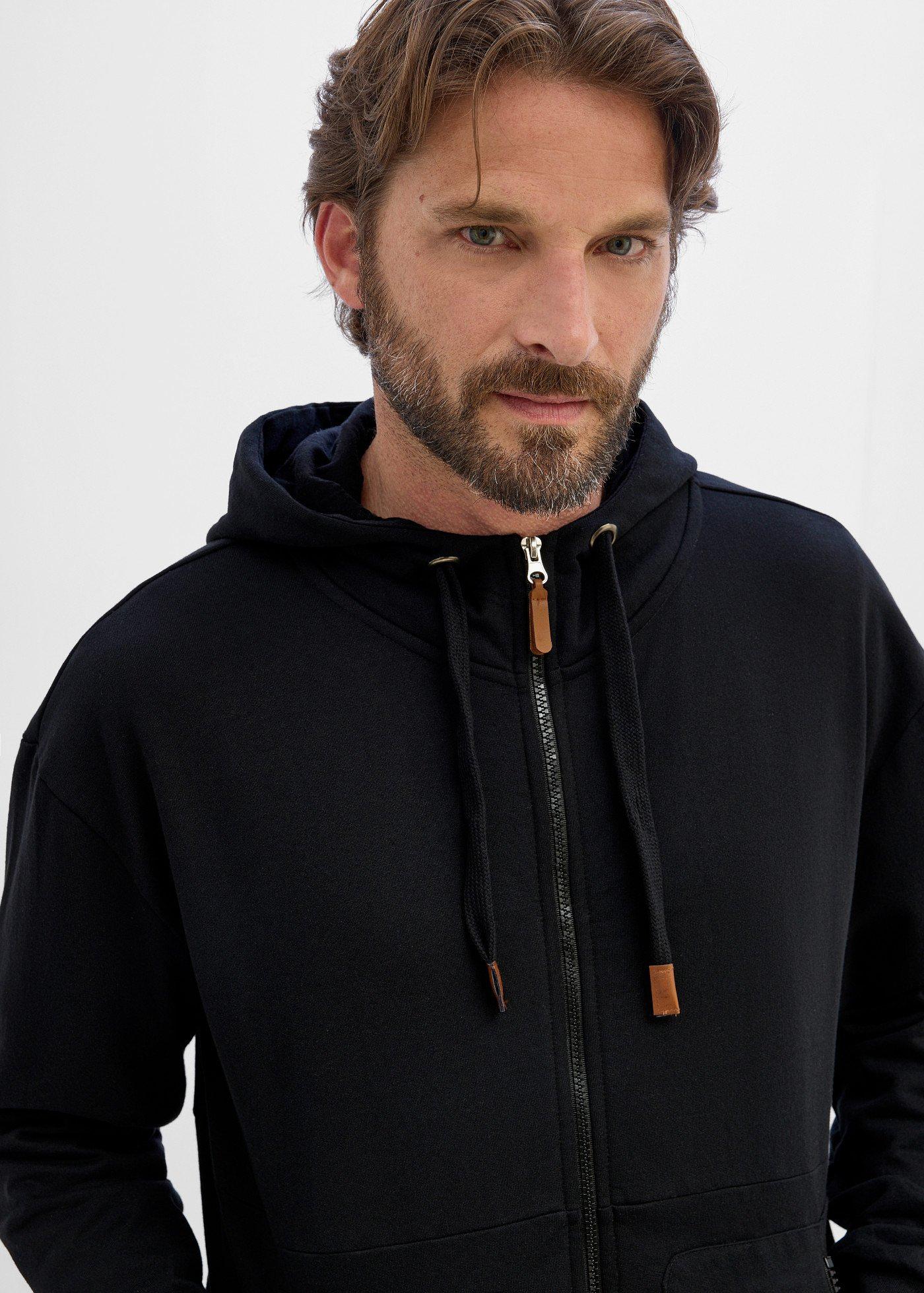 Bluza rozpinana z kapturem, loose fit, z miękkiej mieszanki bawełny - Bonprix