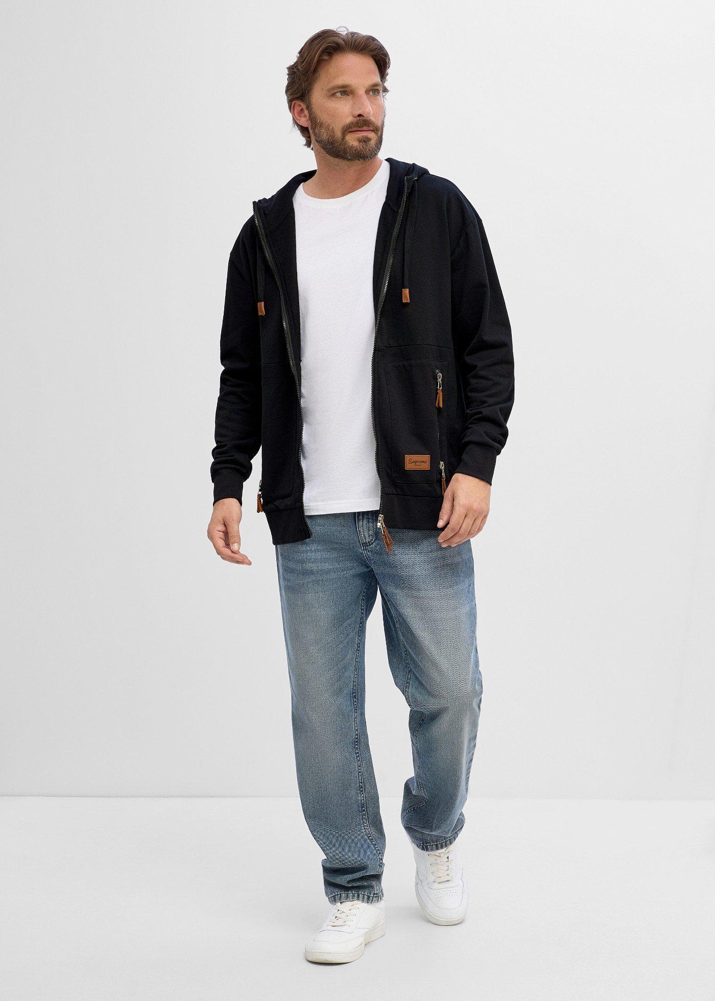 Bluza rozpinana z kapturem, loose fit, z miękkiej mieszanki bawełny - Bonprix