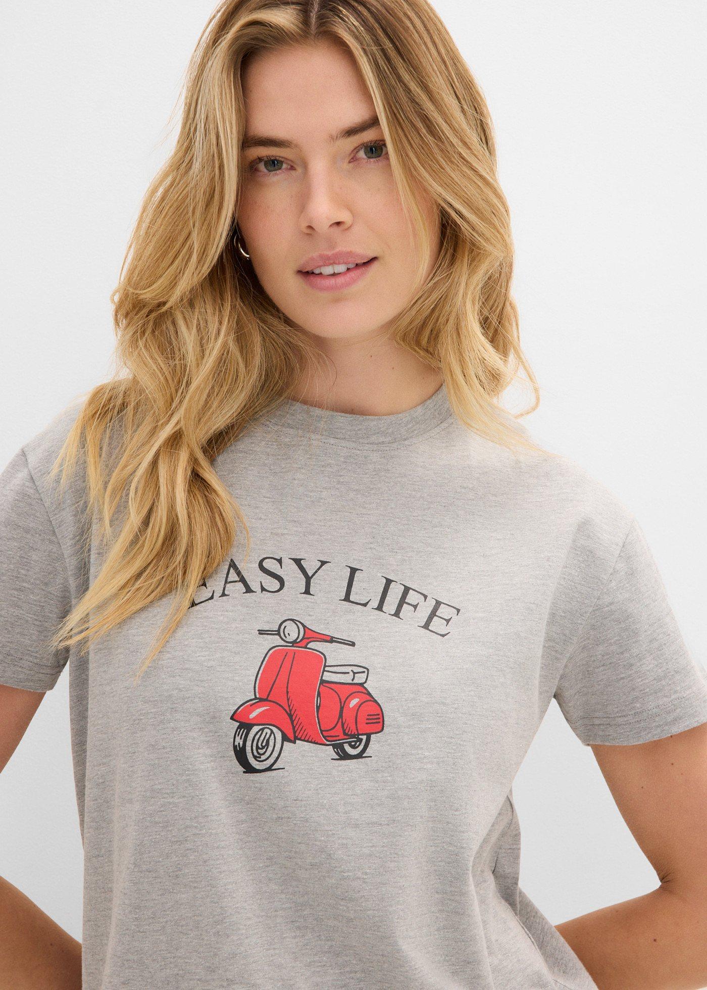 Luźny T-shirt z bawełny - Bonprix