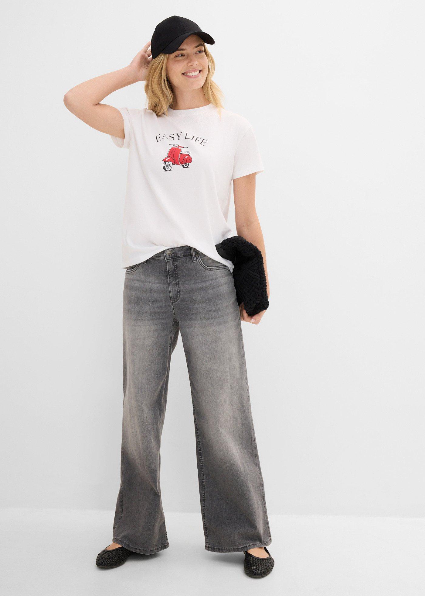 Luźny T-shirt z bawełny - Bonprix