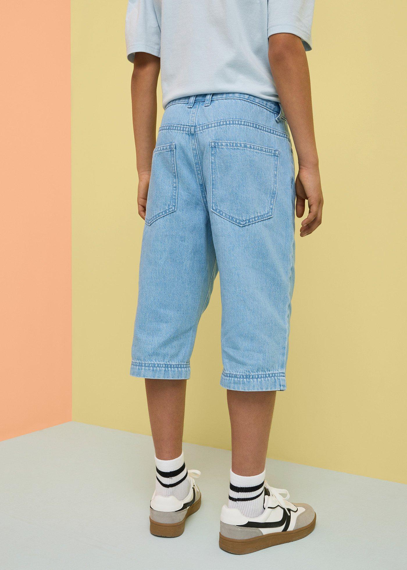 Bermudy jeansowe z regulowanym pasem, loose fit - Bonprix