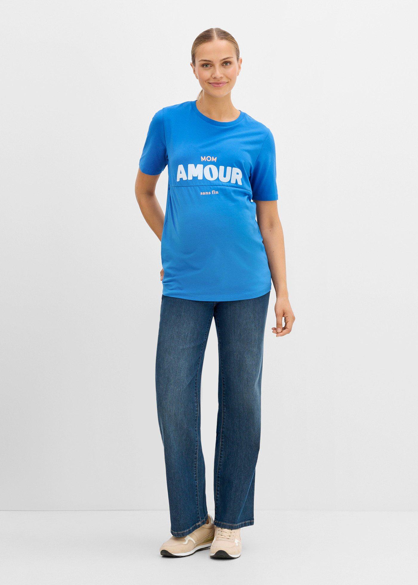 T-shirt 2w1 na okres ciąży i do karmienia z bawełny organicznej - Bonprix