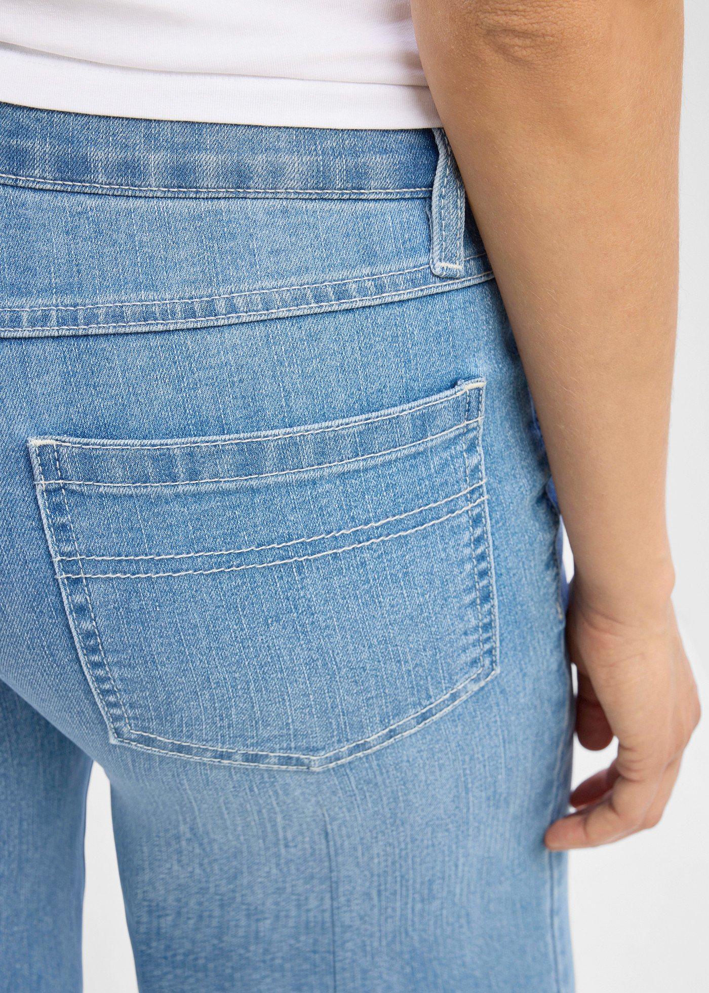 Szerokie jeansy ciążowe z elastycznego denimu, pełna długość - Bonprix