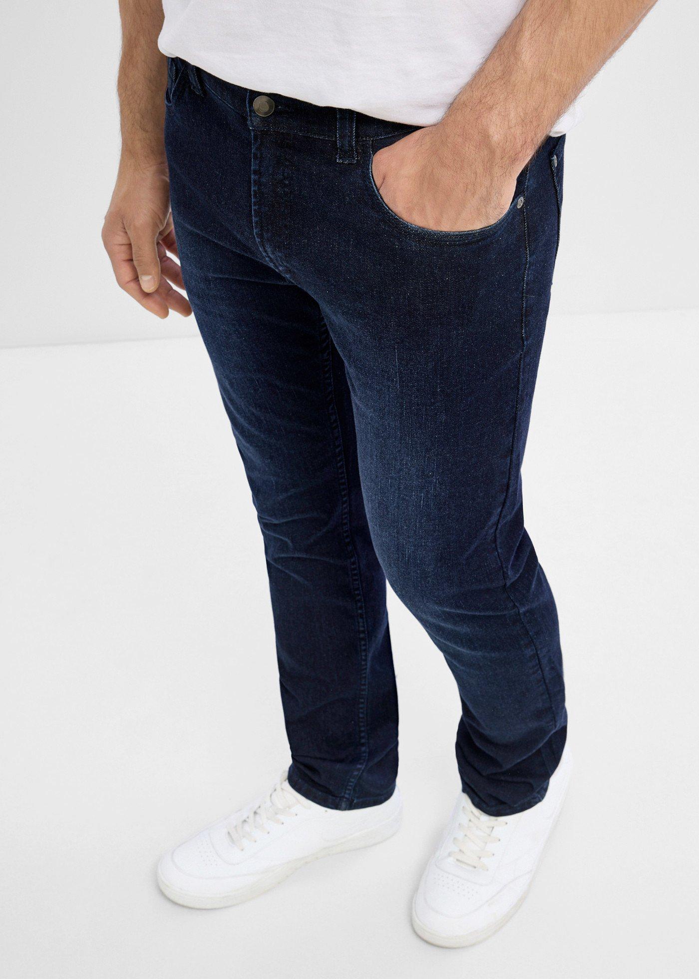 Jeansy o kroju slim z elastyczną wstawką w pasie, straight - Bonprix