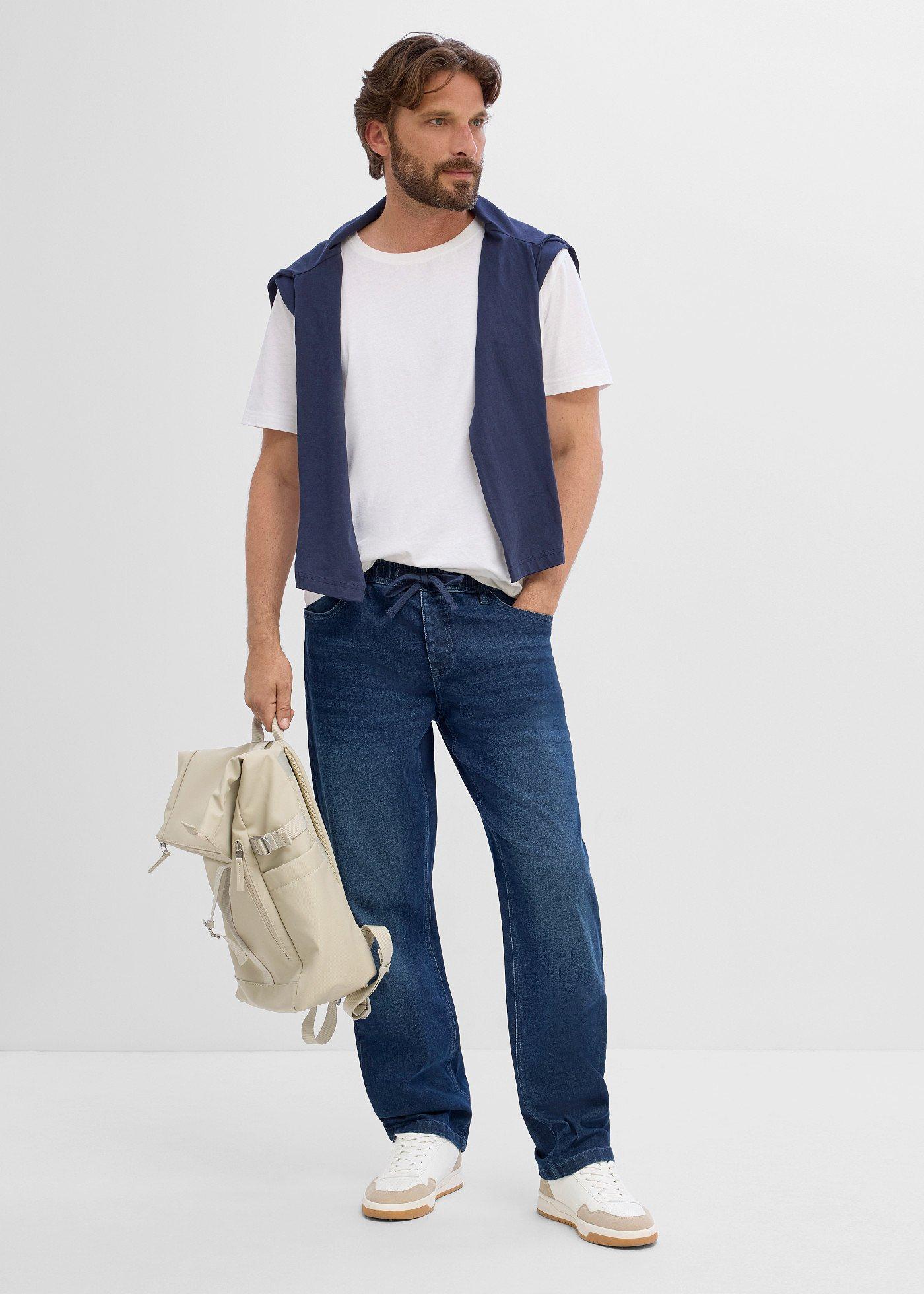 Jeansy relaxed fit z elastyczną wstawką w pasie, straight - Bonprix