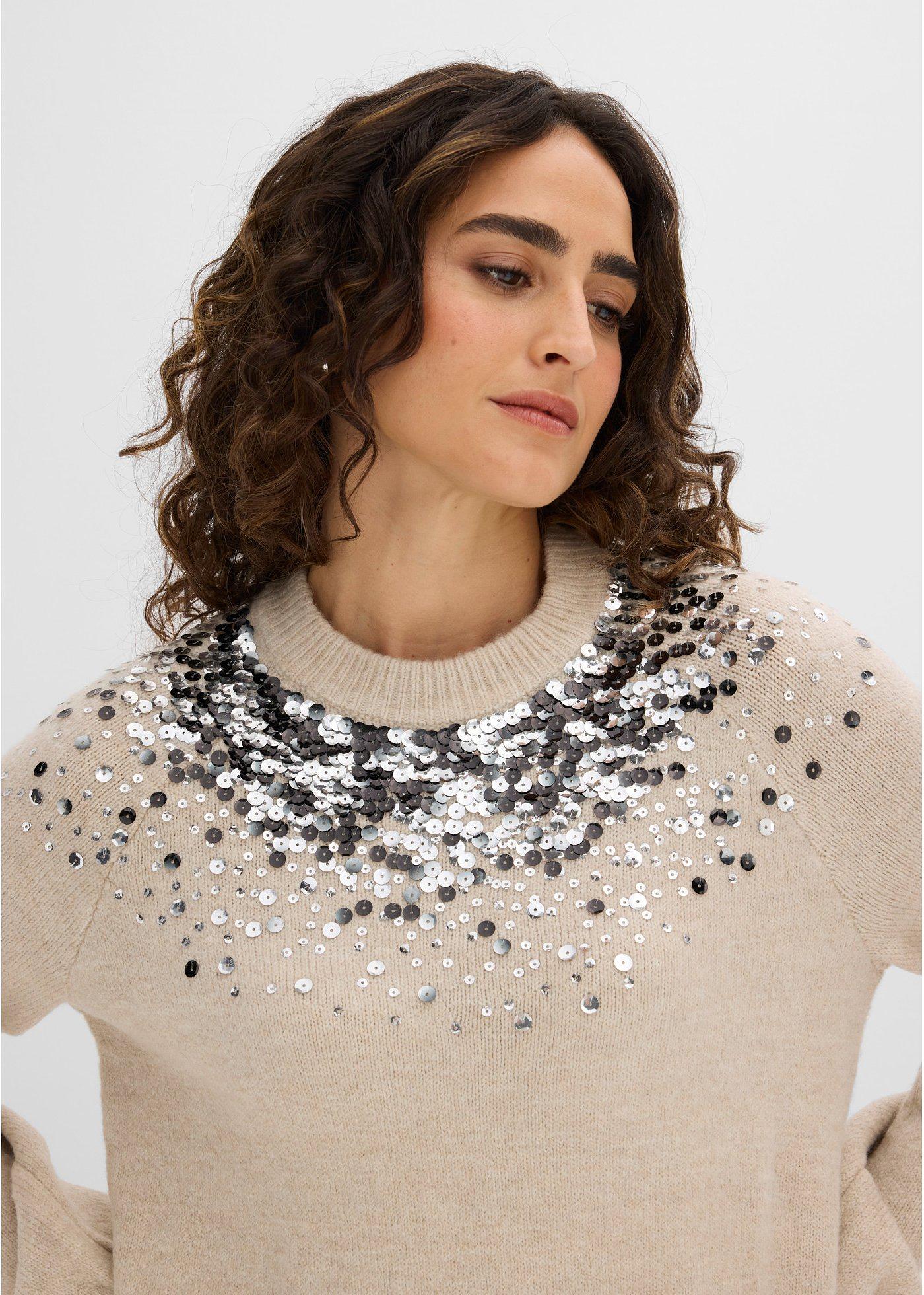 Sweter z kolorowymi cekinami - Bonprix