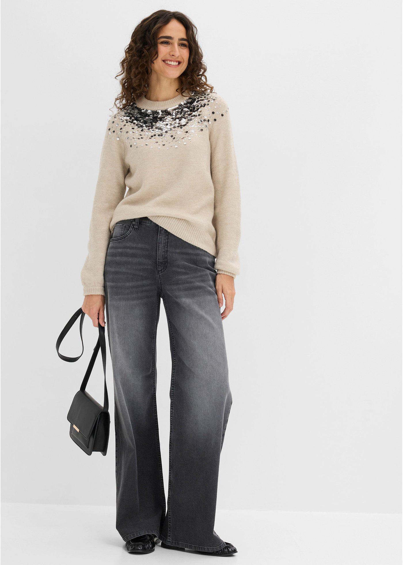 Sweter z kolorowymi cekinami - Bonprix