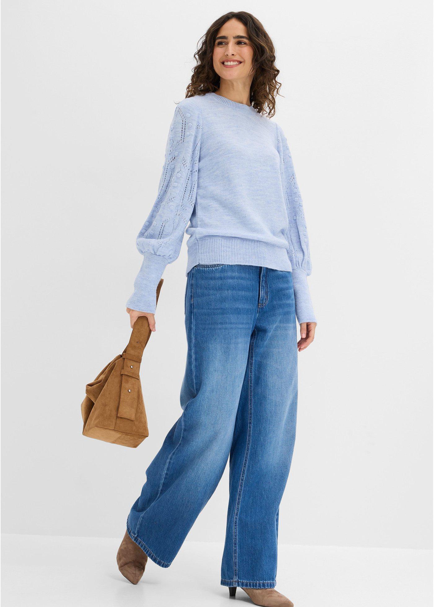 Sweter w ażurowy wzór - Bonprix