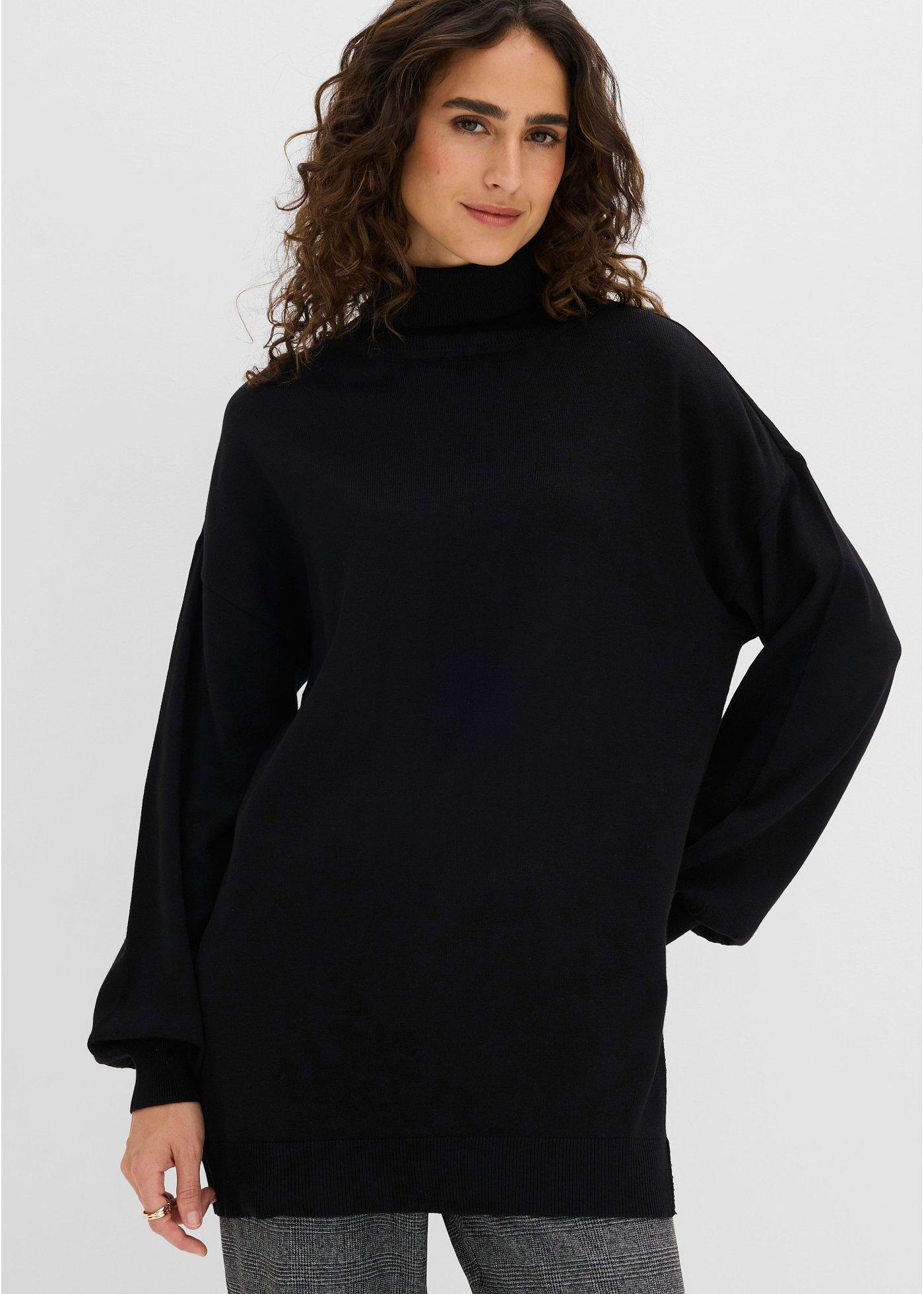 Sweter z golfem z mieszanki wiskozy - Bonprix
