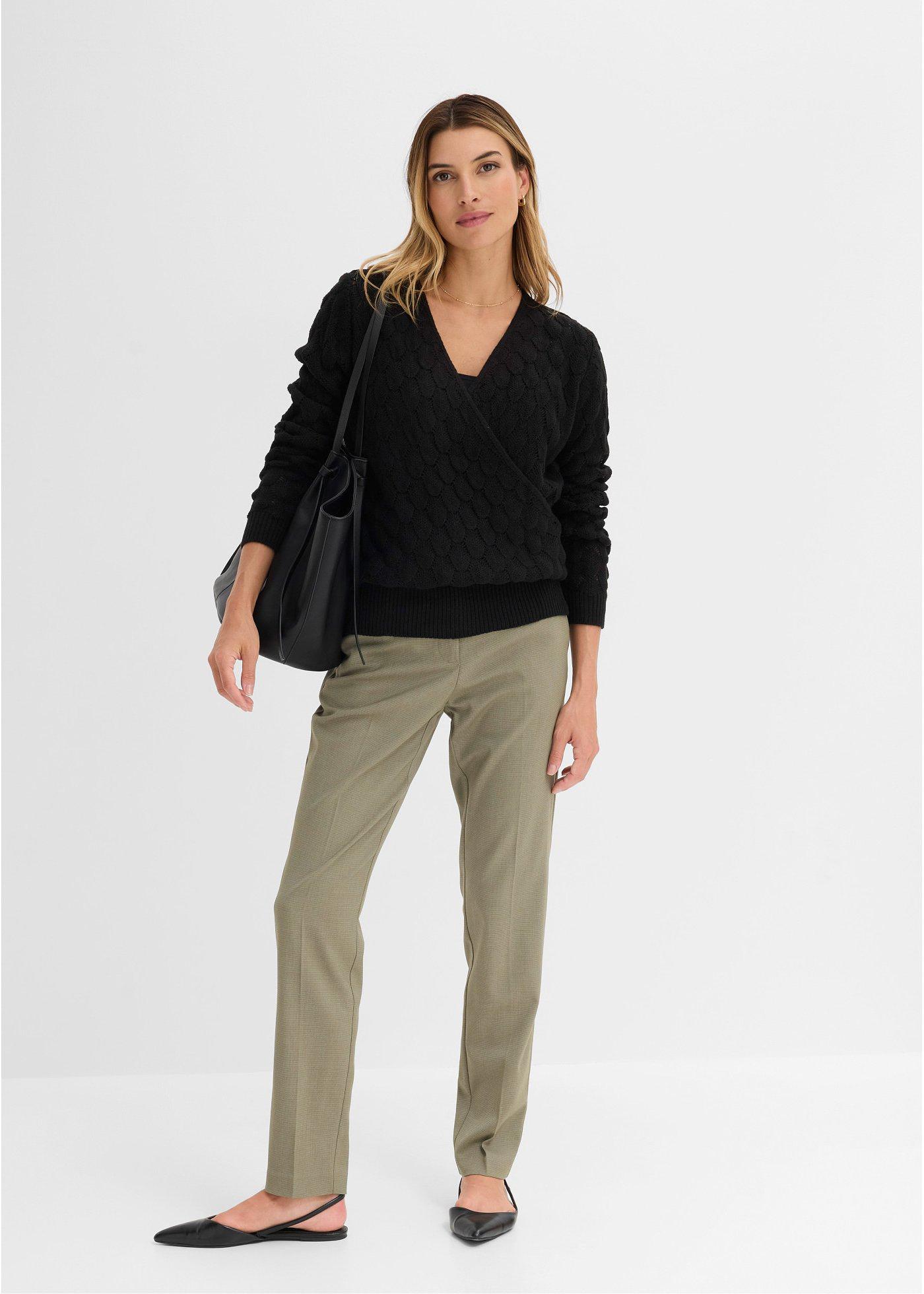Sweter ażurowy w optyce kopertowego - Bonprix