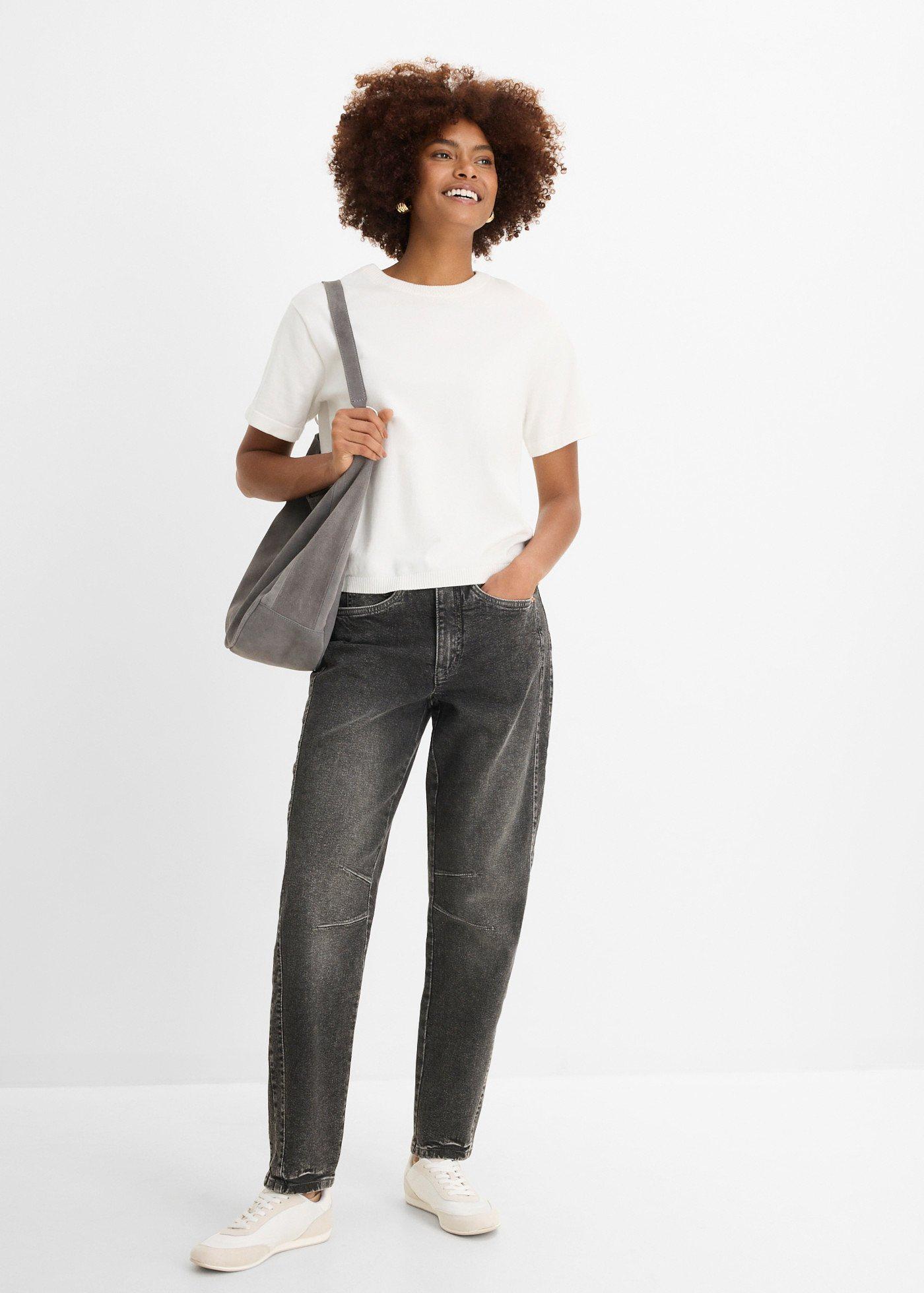 Jeansy mom, wysoki stan - Bonprix
