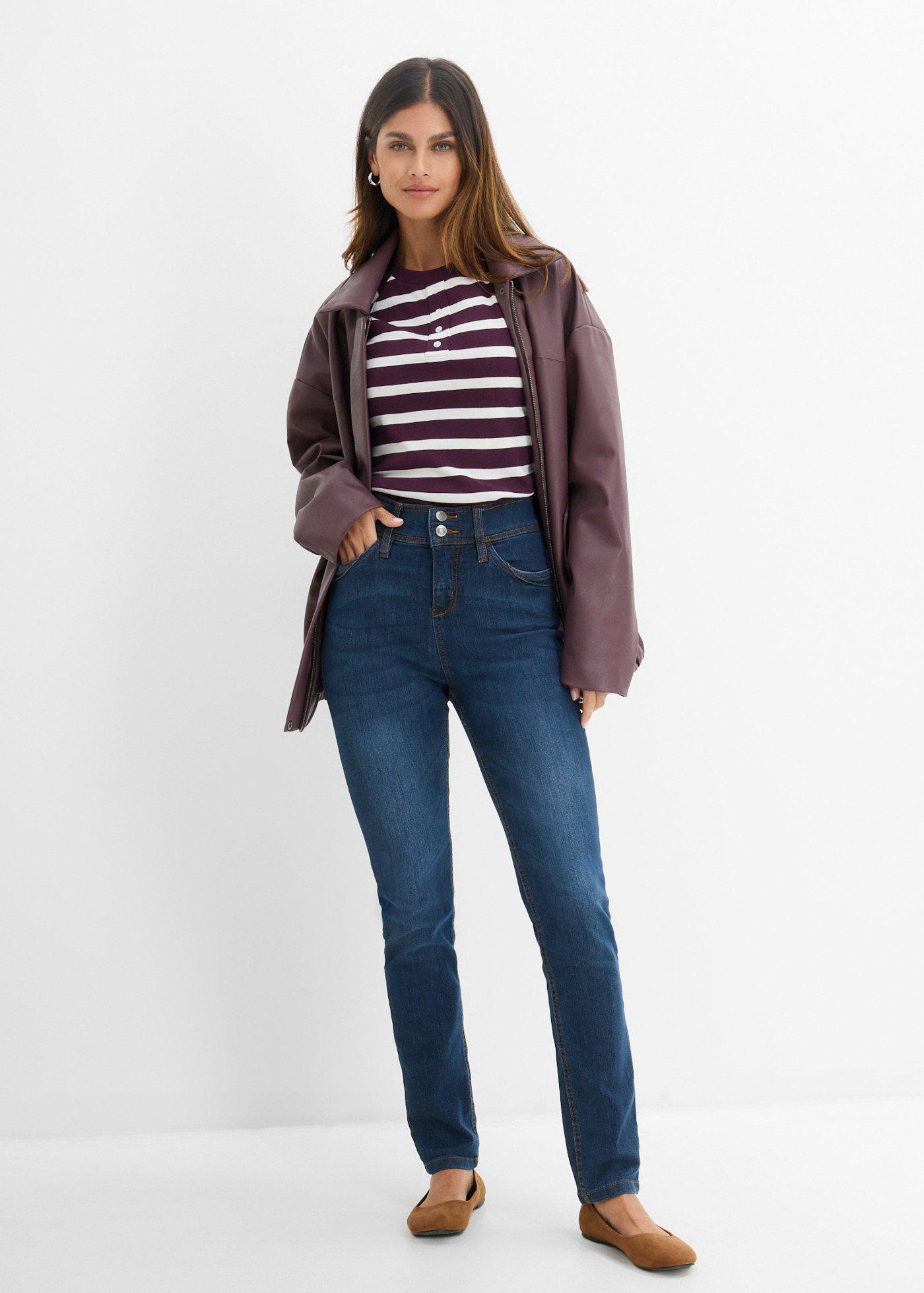 Jeansy o kroju slim fit, high-waist, z wygodnym stretchem - Bonprix