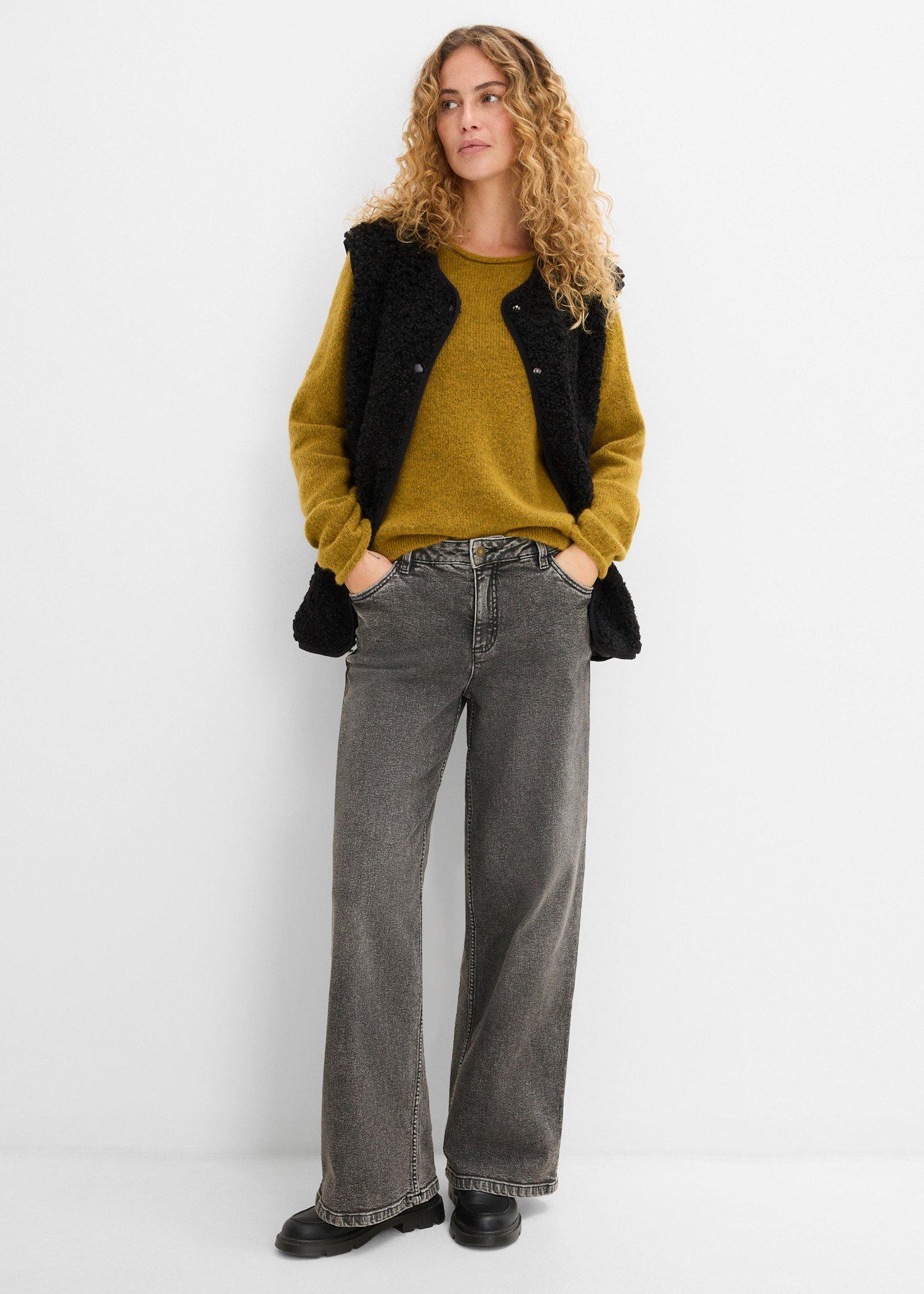 Jeansy wide leg, średni stan - Bonprix
