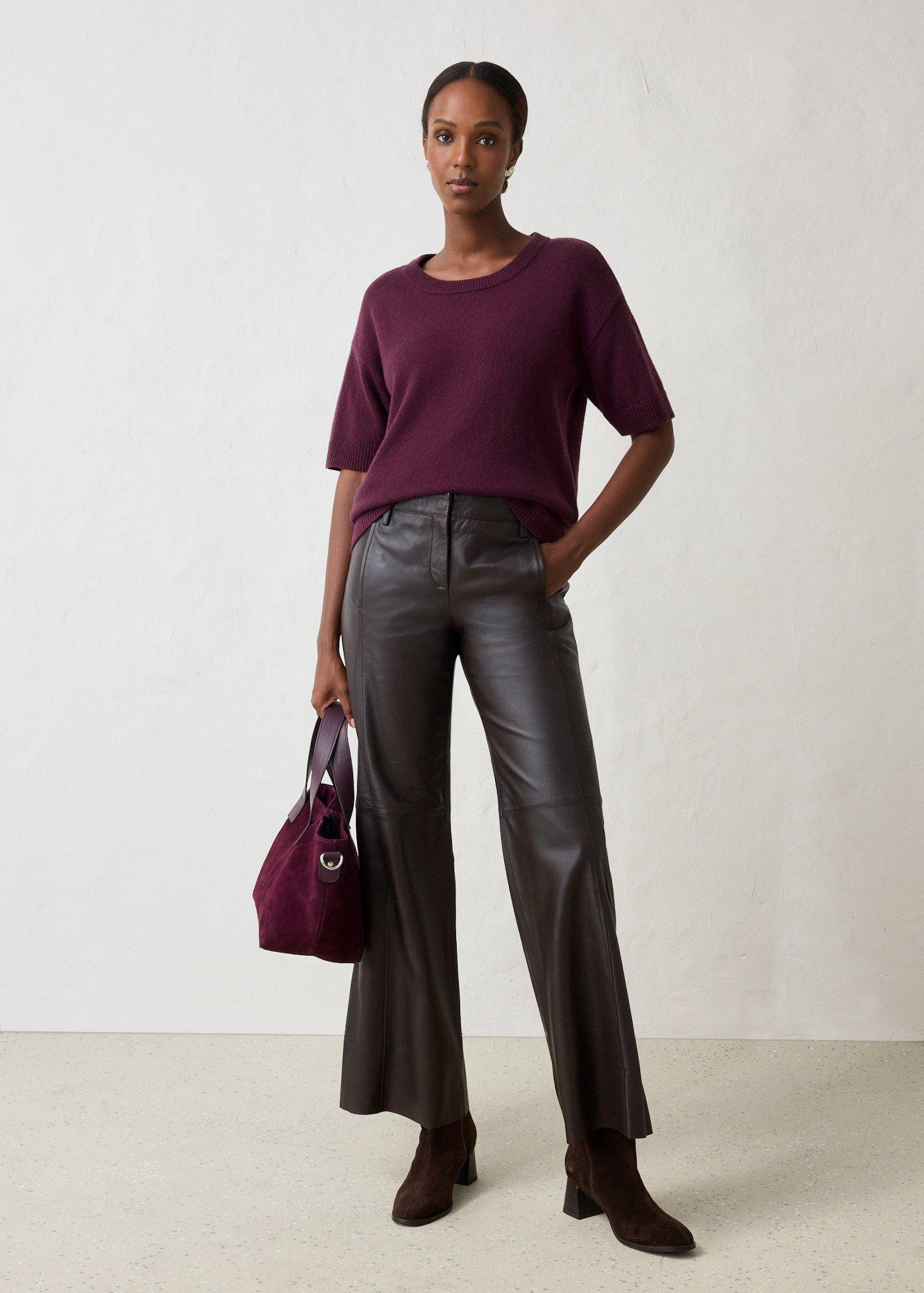 Sweter oversize z krótkim rękawem i dużą zawartością wełny - Bonprix