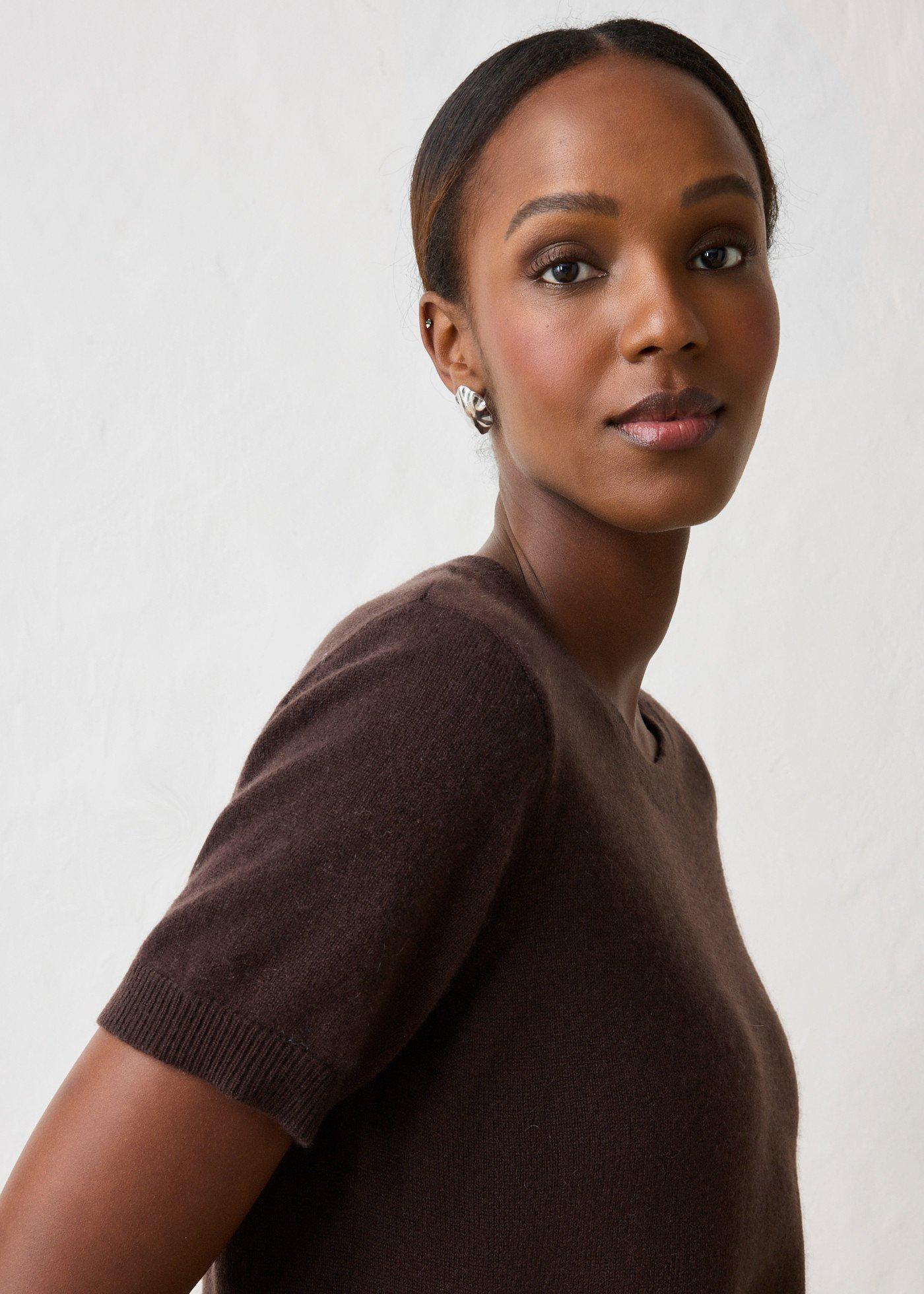 Sweter z krótkim rękawem z czystego kaszmiru zgodnego ze standardem Good Cashmere Standard® - Bonprix