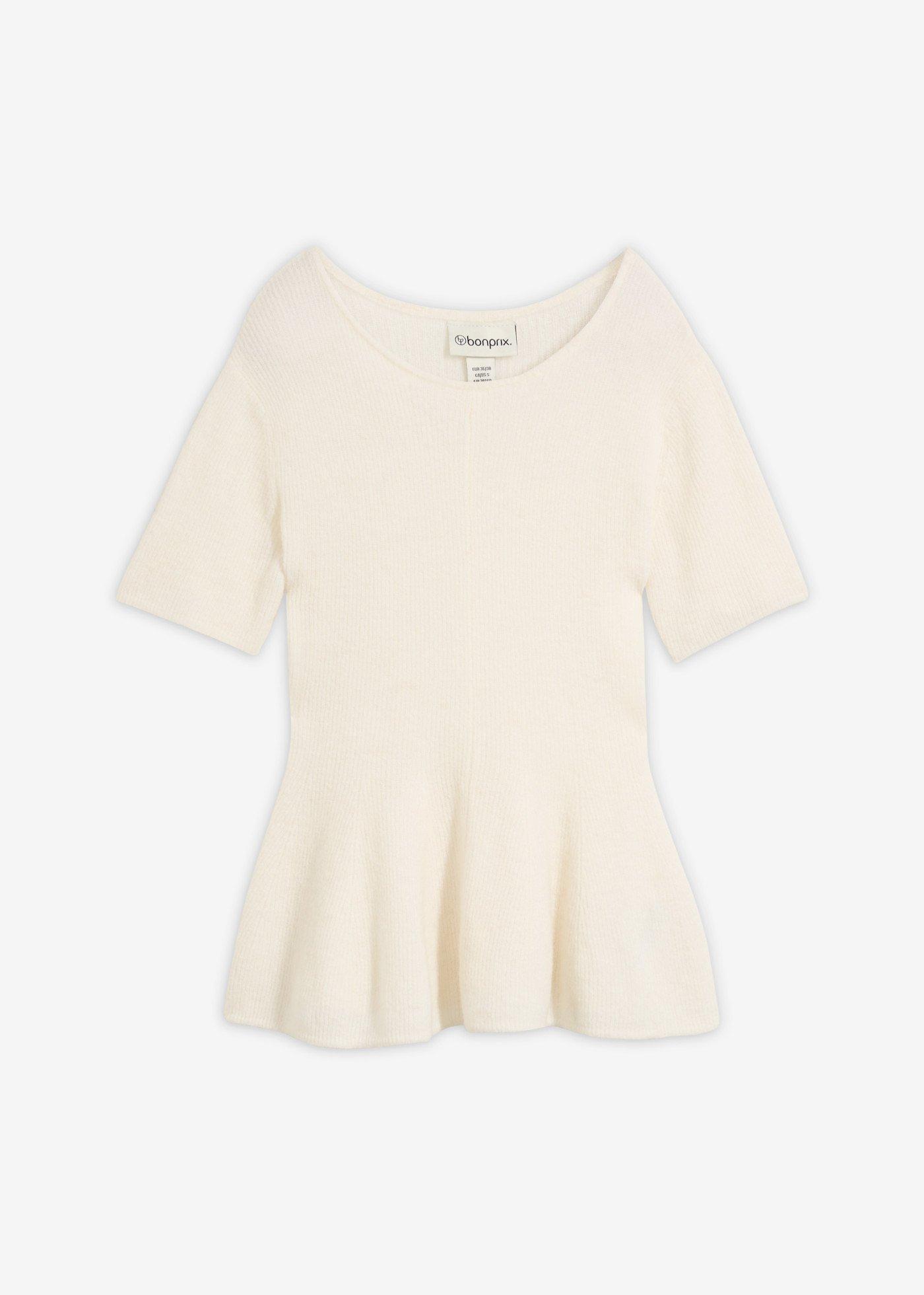 Pull à basques en maille douce de laine mélangée