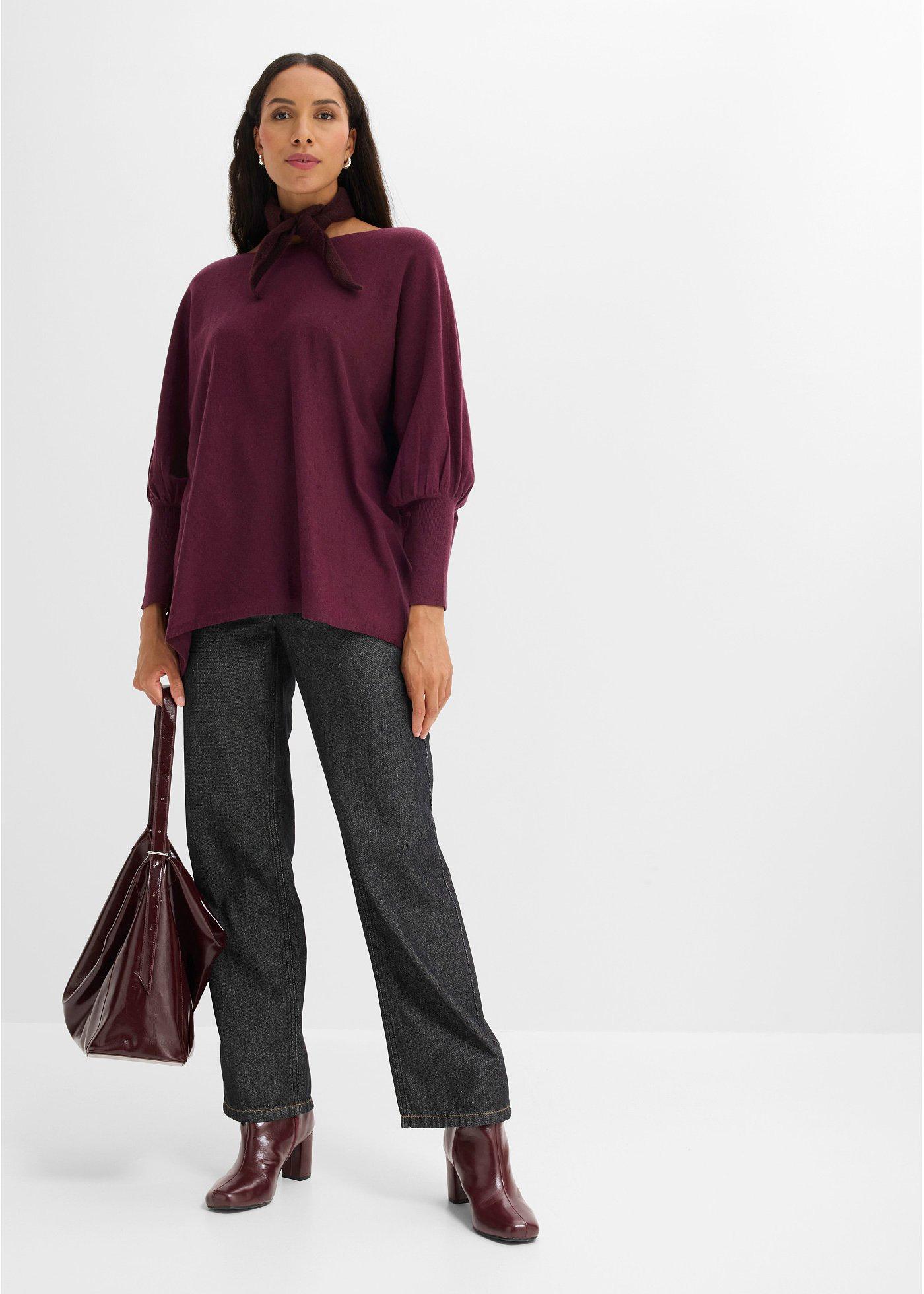 Sweter-peleryna z falistym brzegiem - Bonprix