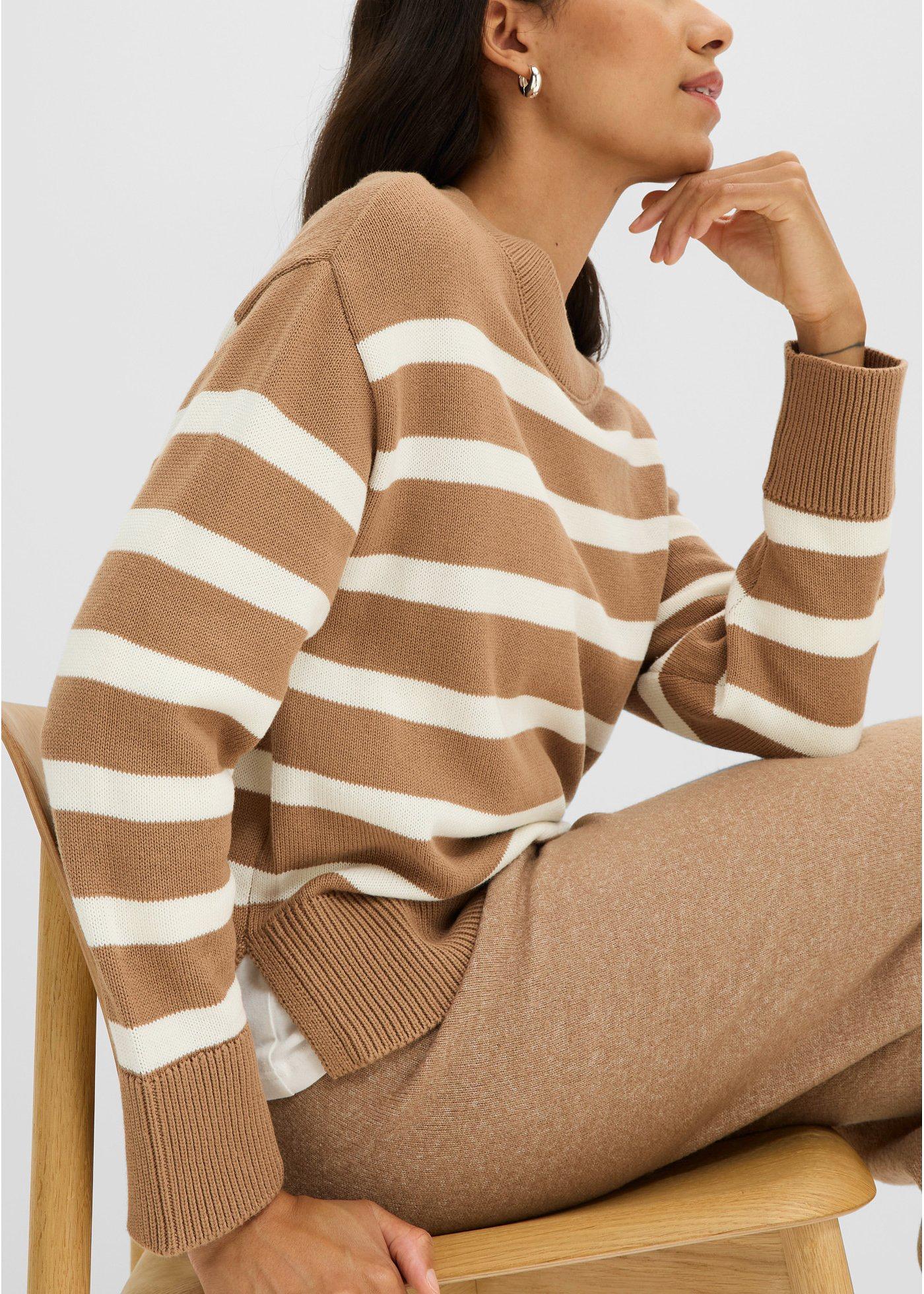 Sweter z cienkiej dzianiny z mieszanki bawełny - Bonprix