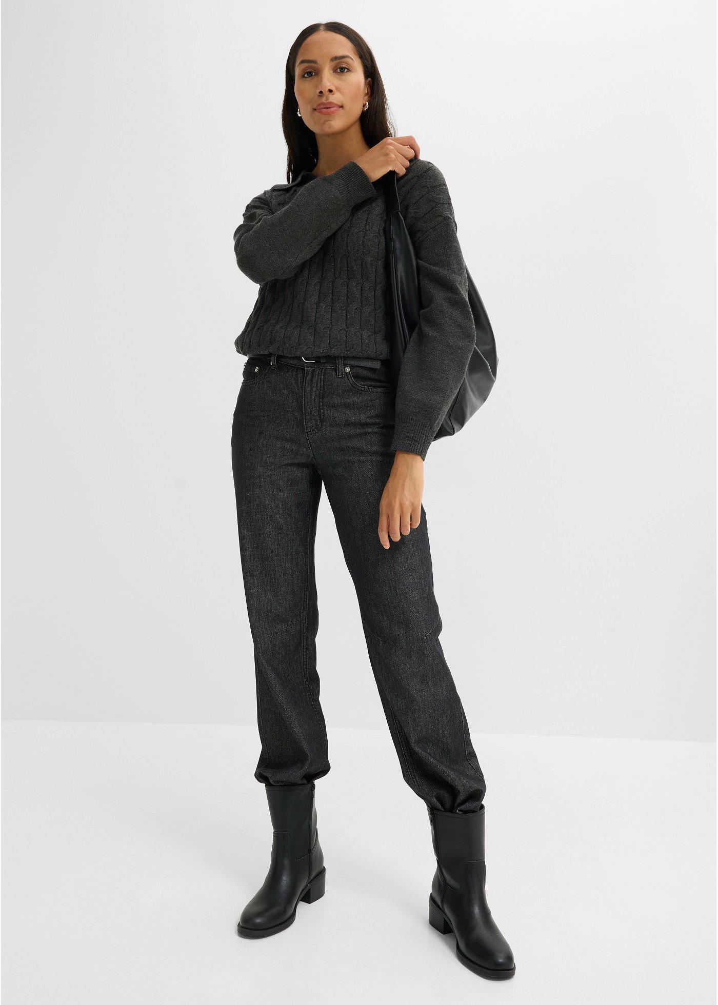 Sweter oversize z warkoczowym splotem - Bonprix