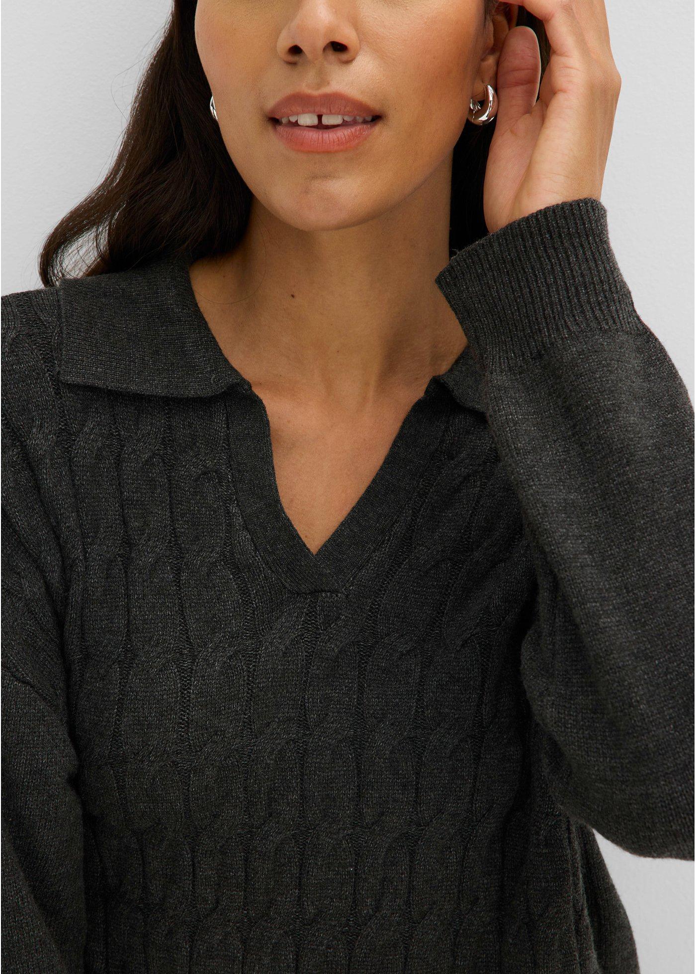 Sweter oversize z warkoczowym splotem - Bonprix