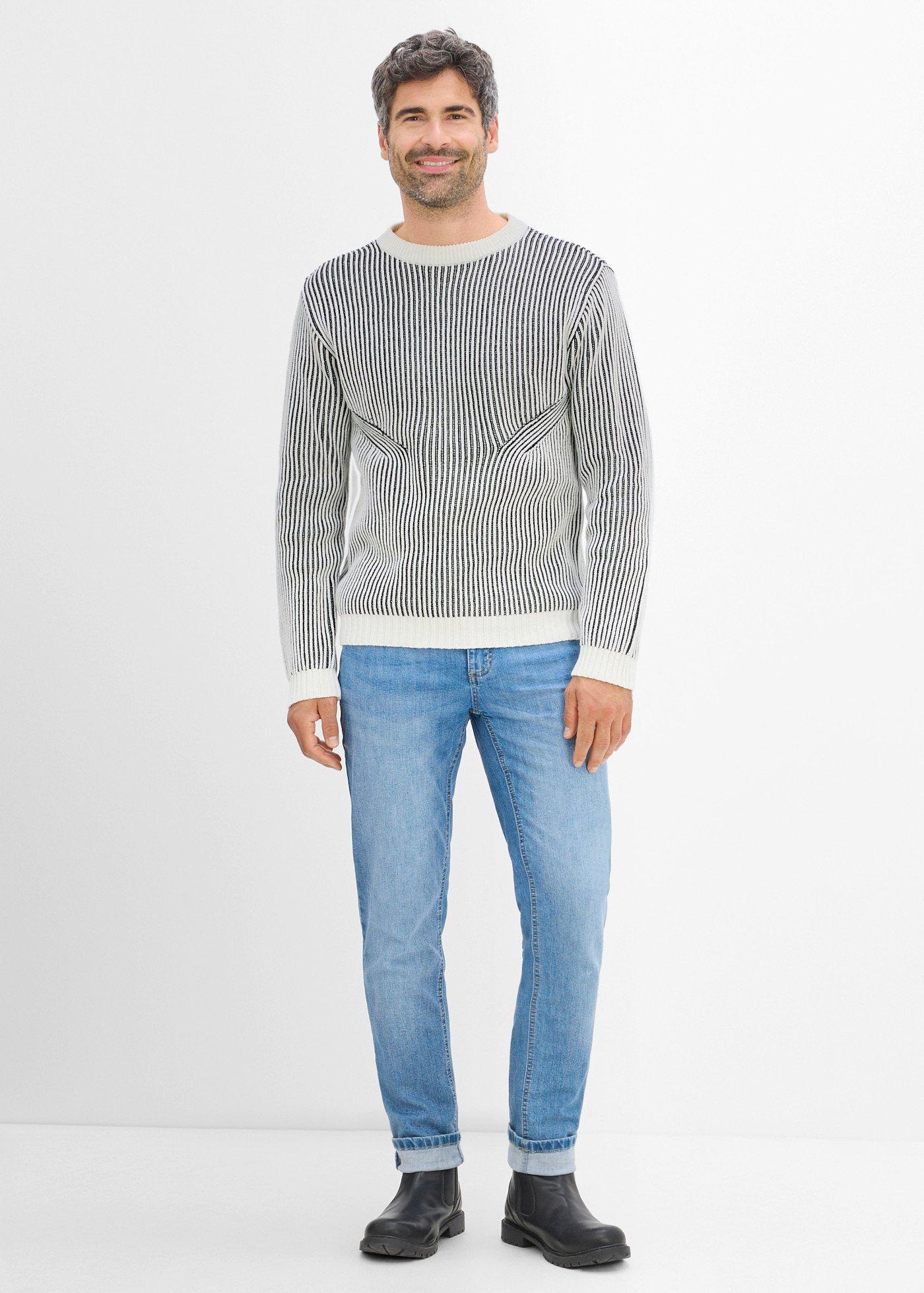 Sweter z prążkowanej dzianiny z mieszanki bawełny, luźny krój - Bonprix