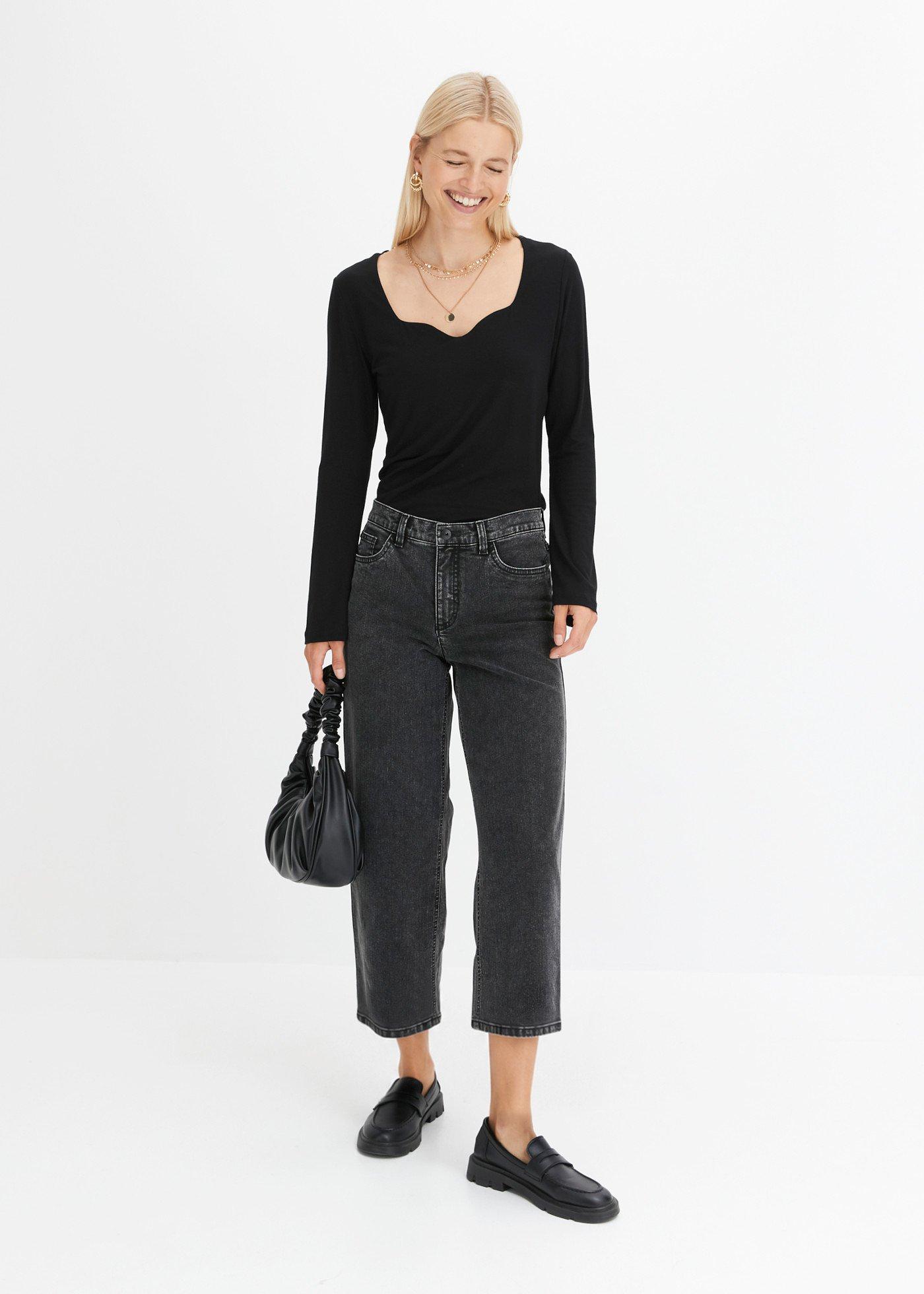 Jeansy wide leg, średni stan - Bonprix