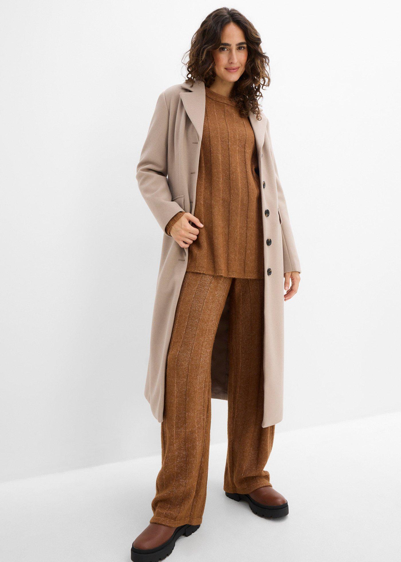 Sweter oversize z prążkowanej tkaniny - Bonprix