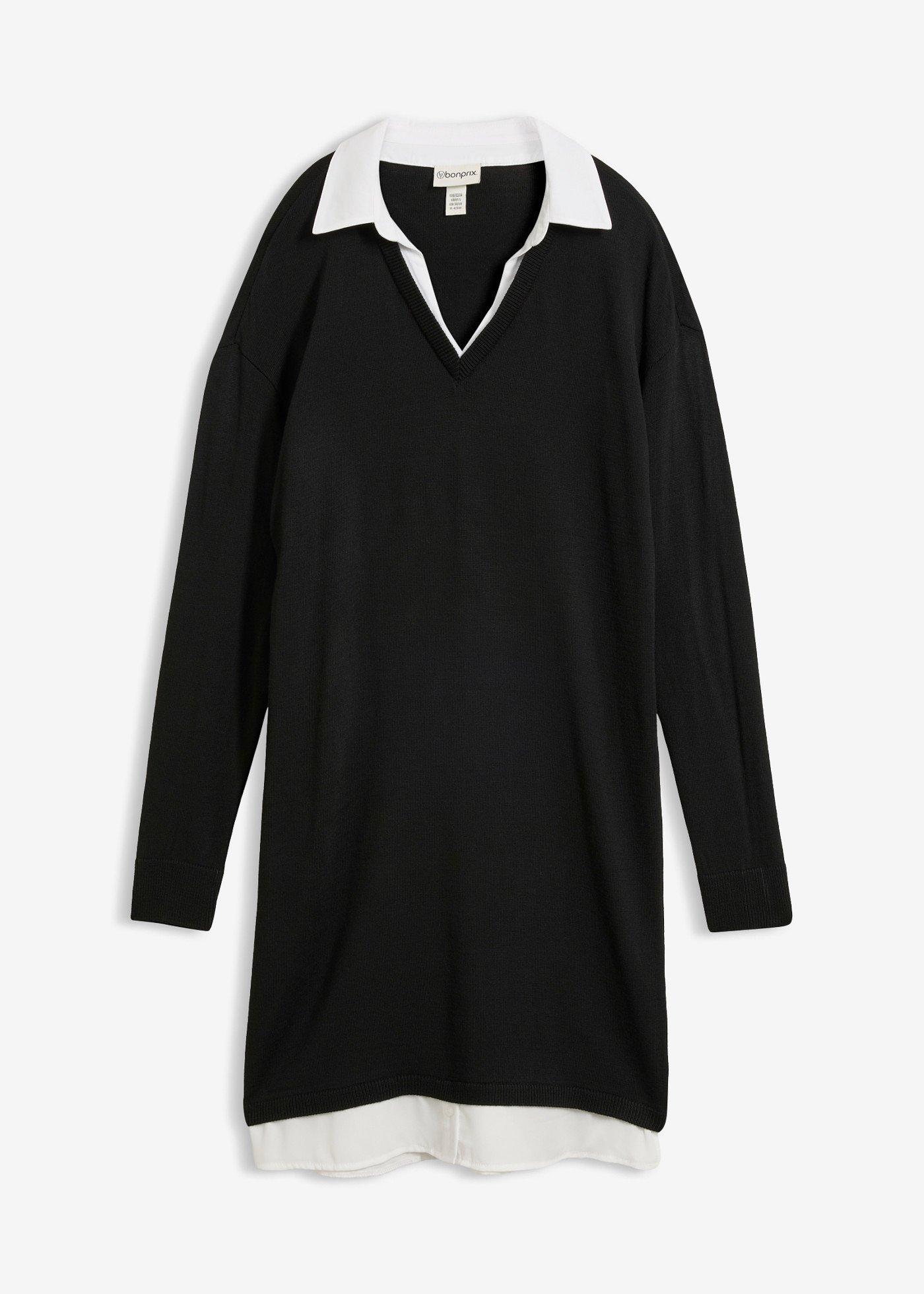 Robe en maille à empiècement chemisier