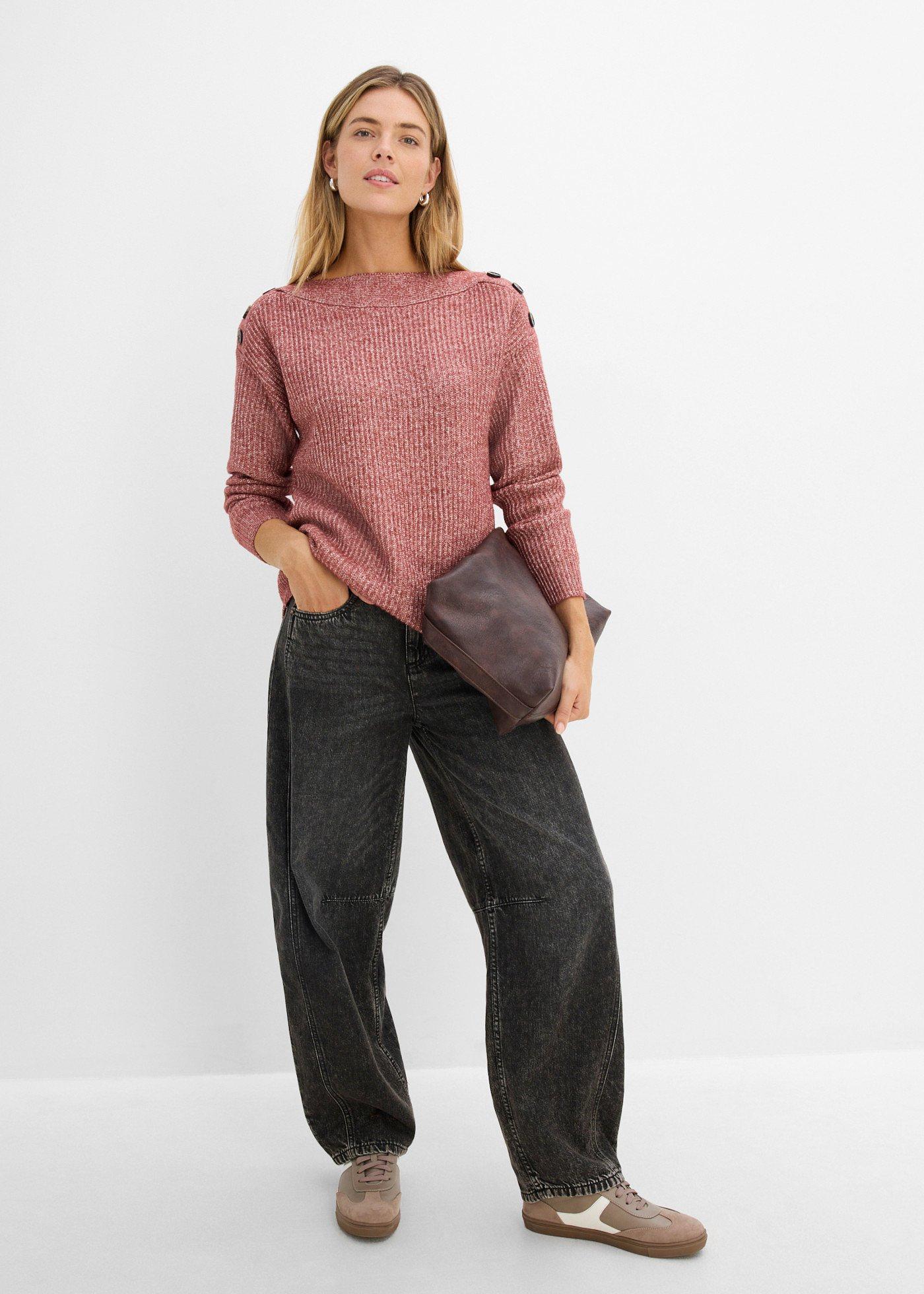 Sweter oversize z guzikami - Bonprix