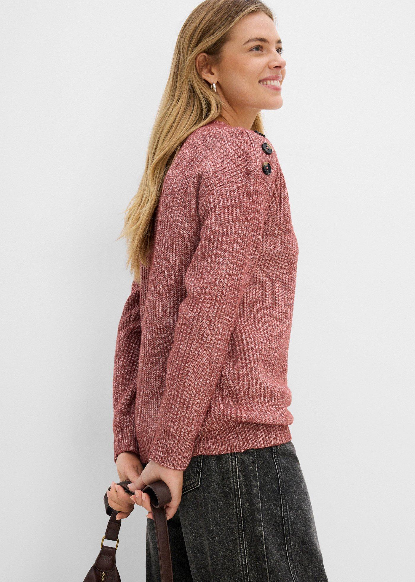Sweter oversize z guzikami - Bonprix