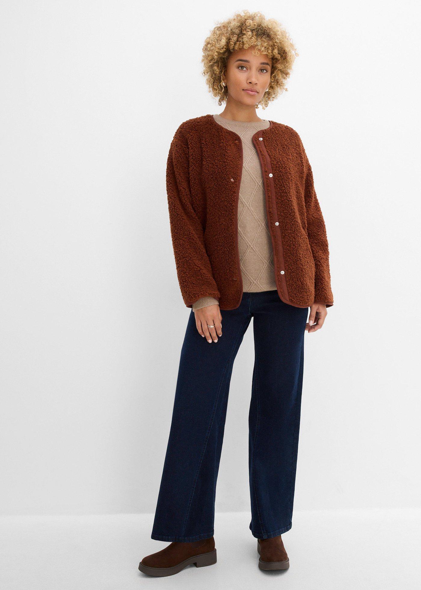 Sweter oversize w warkocze - Bonprix