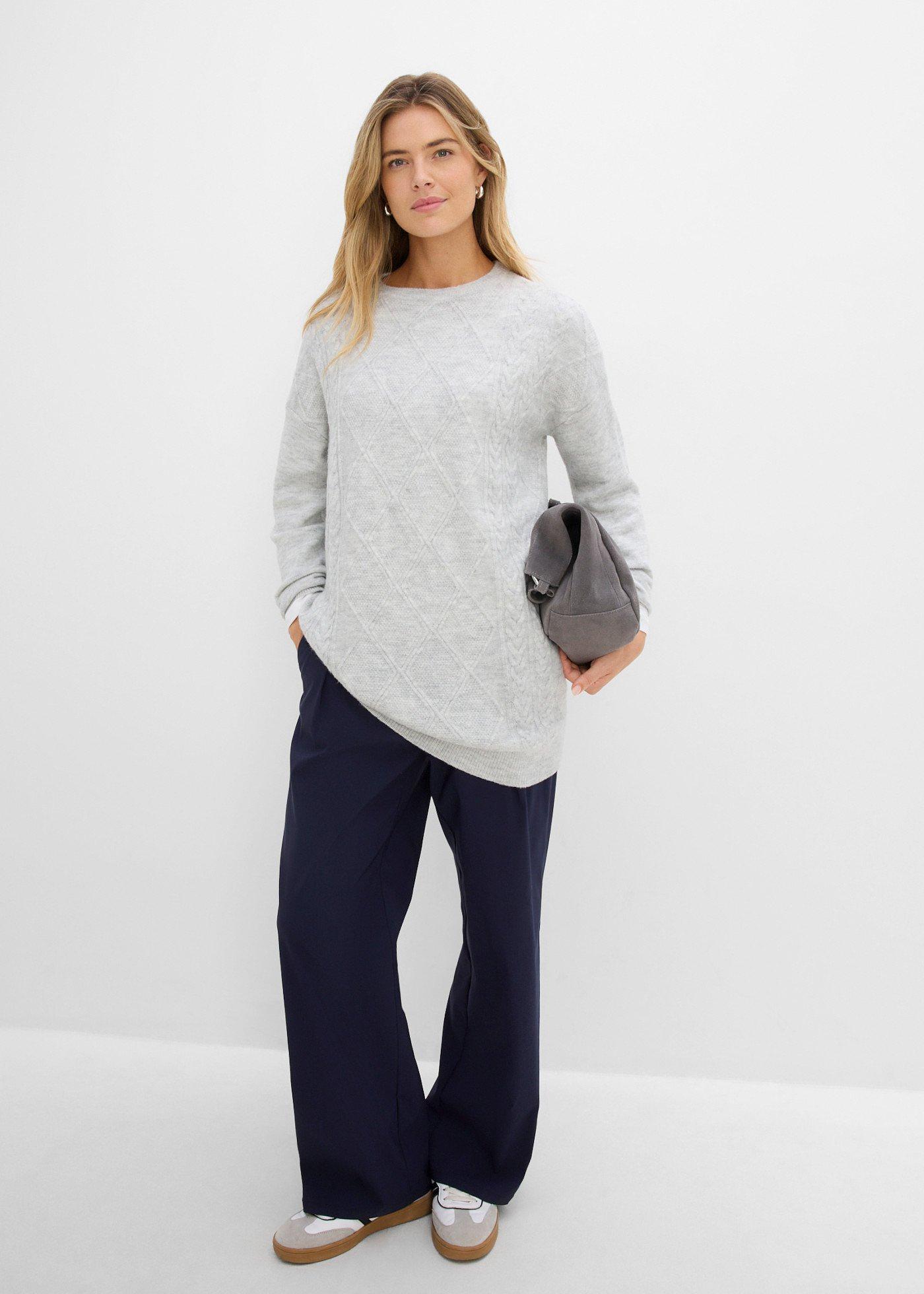 Sweter oversize w warkocze - Bonprix