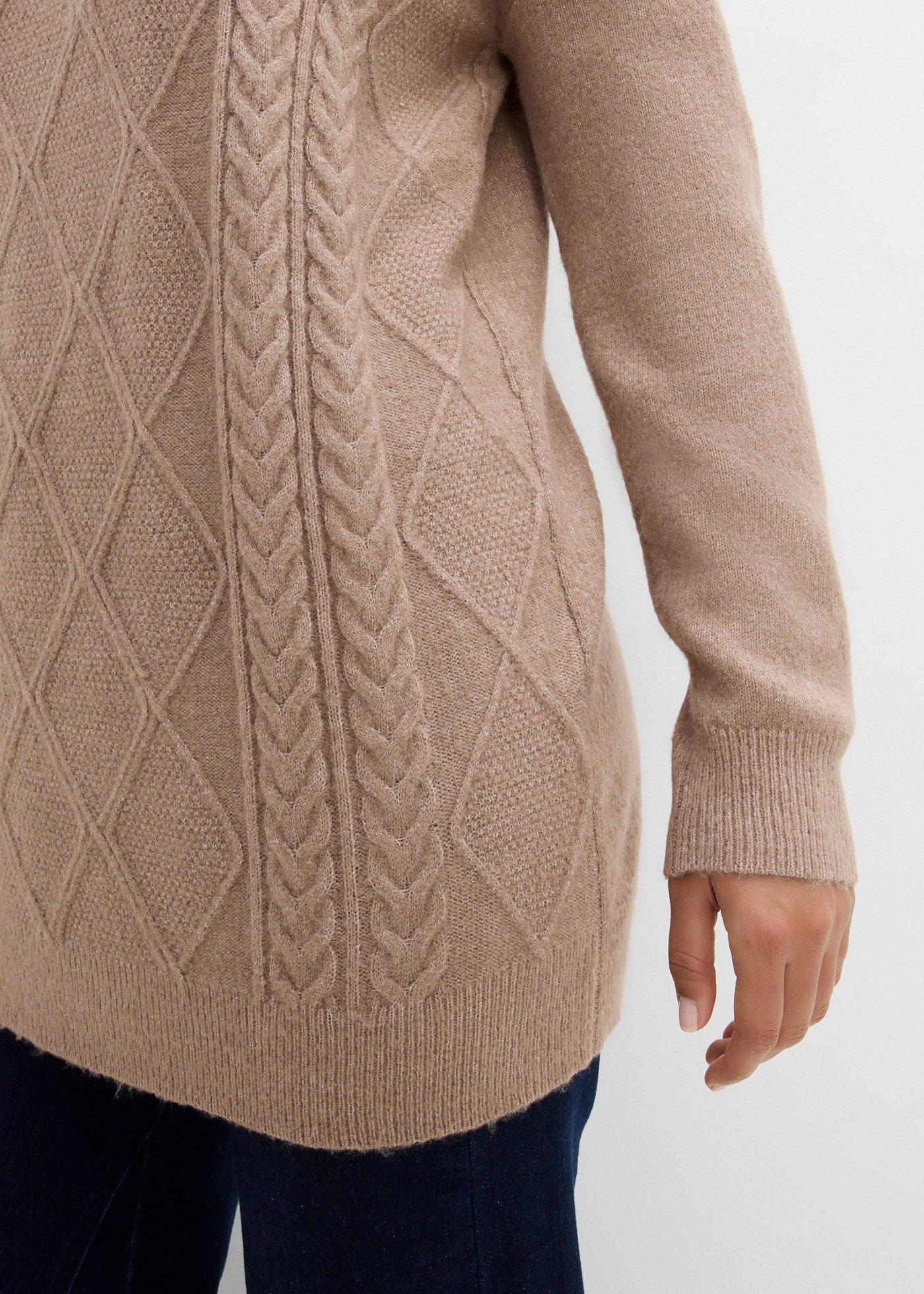 Sweter oversize w warkocze - Bonprix