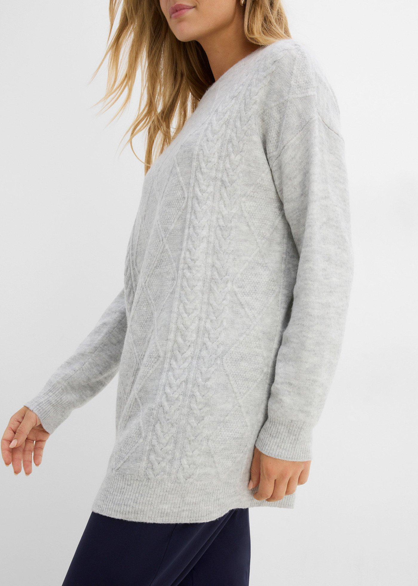 Sweter oversize w warkocze - Bonprix