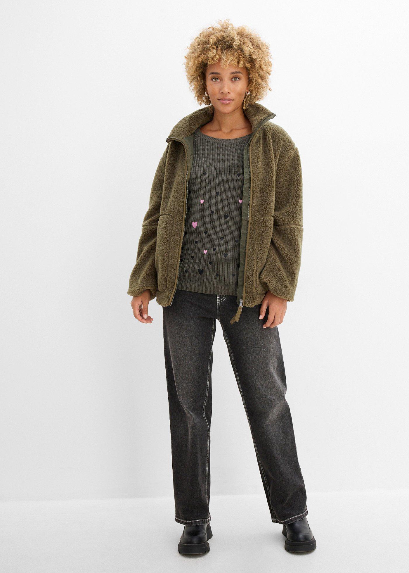 Sweter z haftem - Bonprix