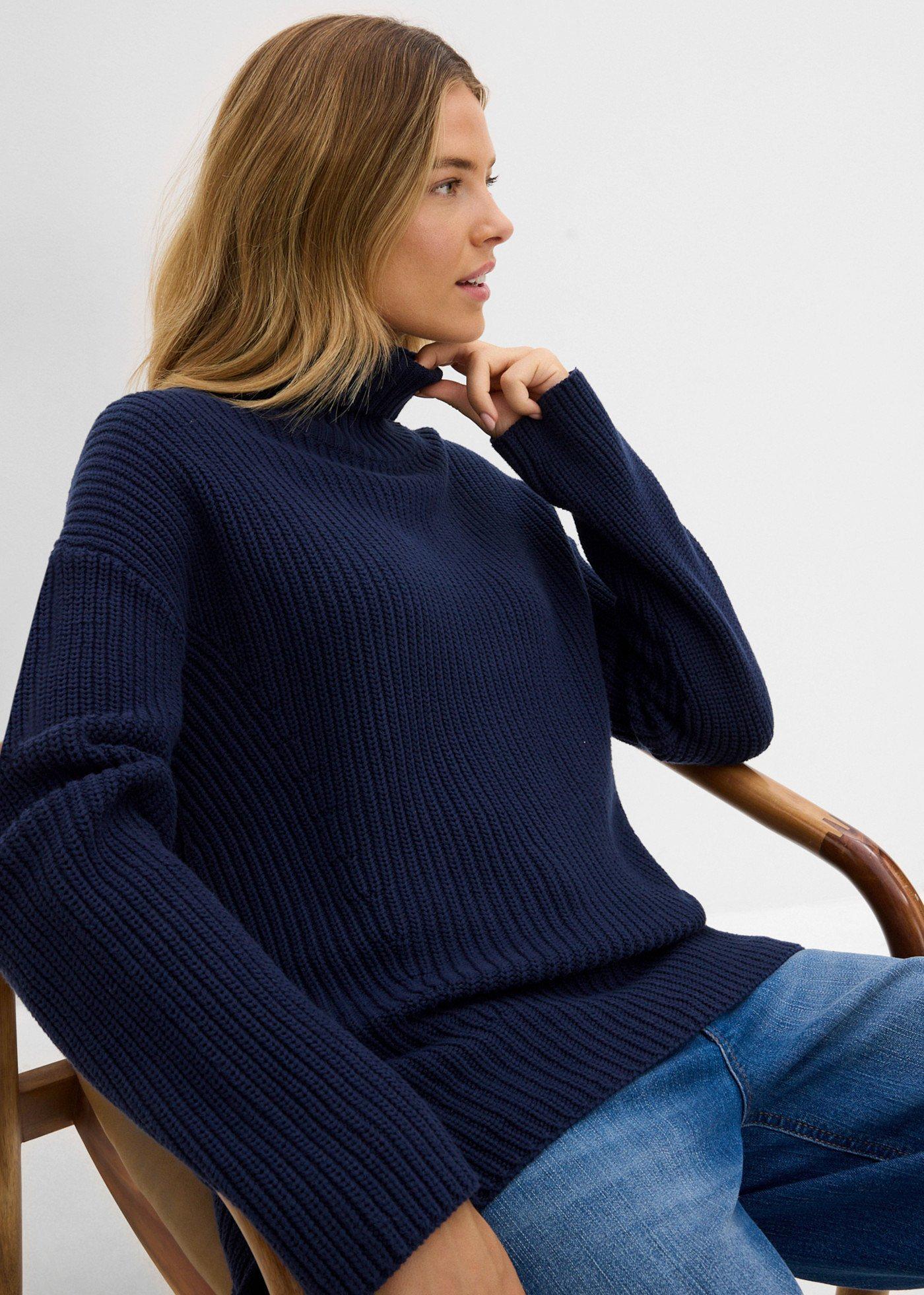 Sweter z golfem, z czystej bawełny - Bonprix