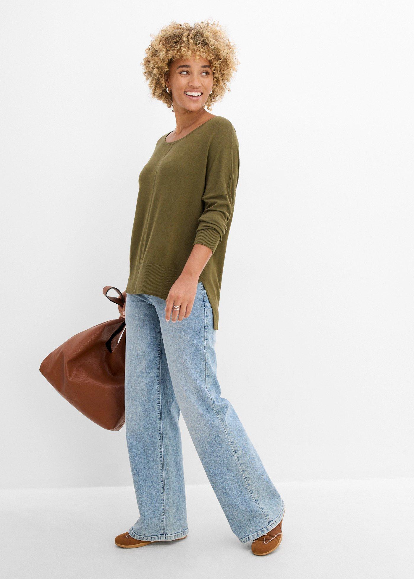 Sweter dzianinowy oversize z mieszanki wiskozy - Bonprix