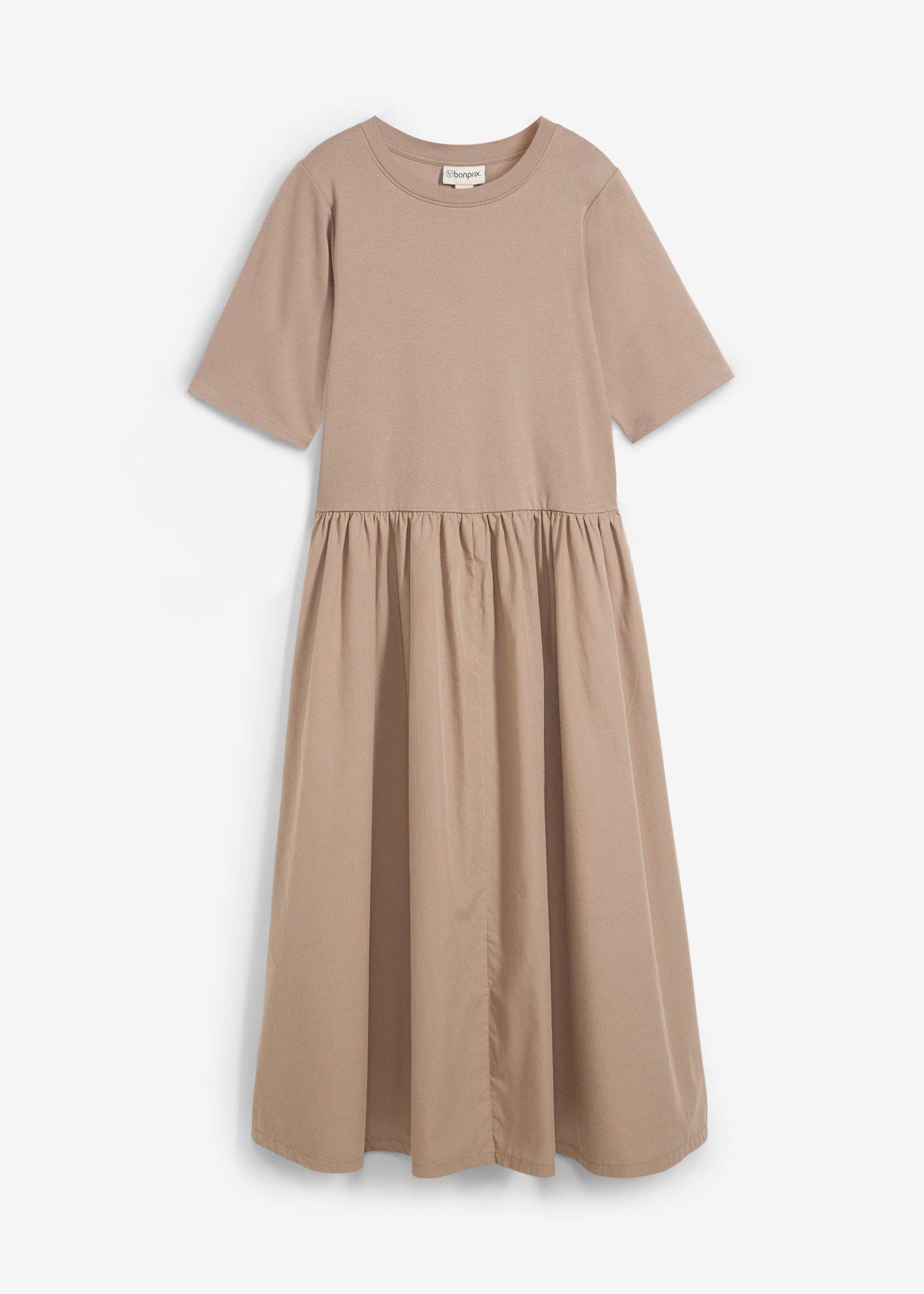 Rochie midi din mix de materiale