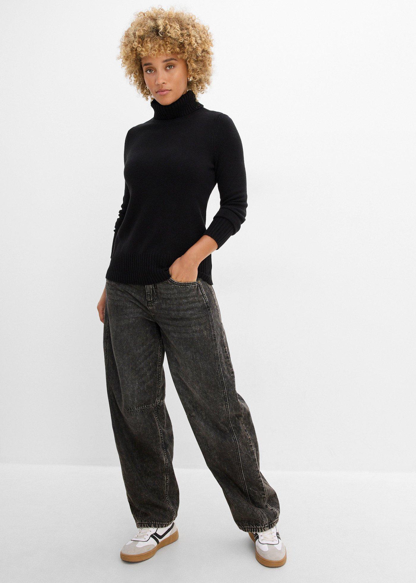 Sweter basic z golfem - Bonprix