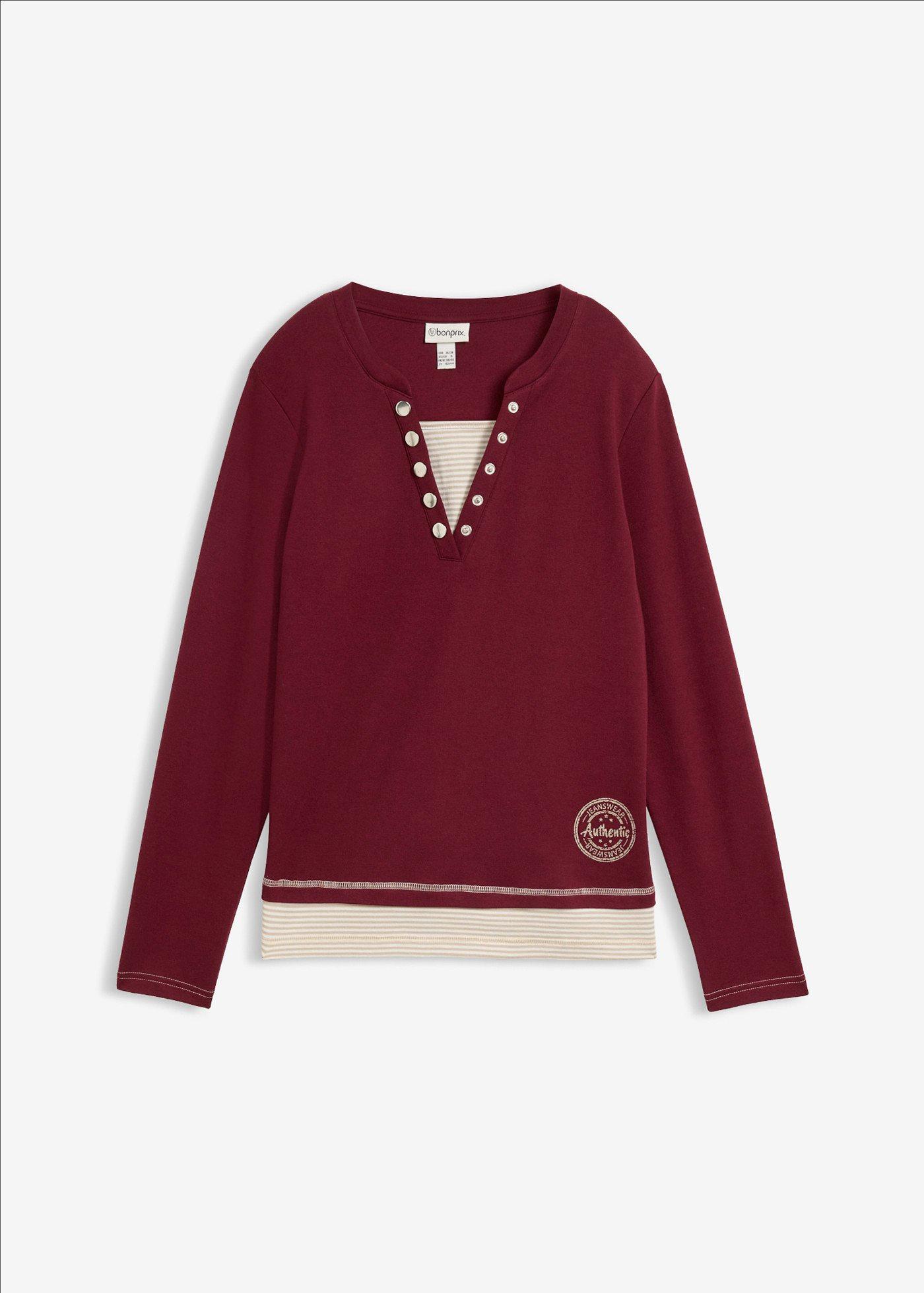 T-shirt coton manches longues style 2en1