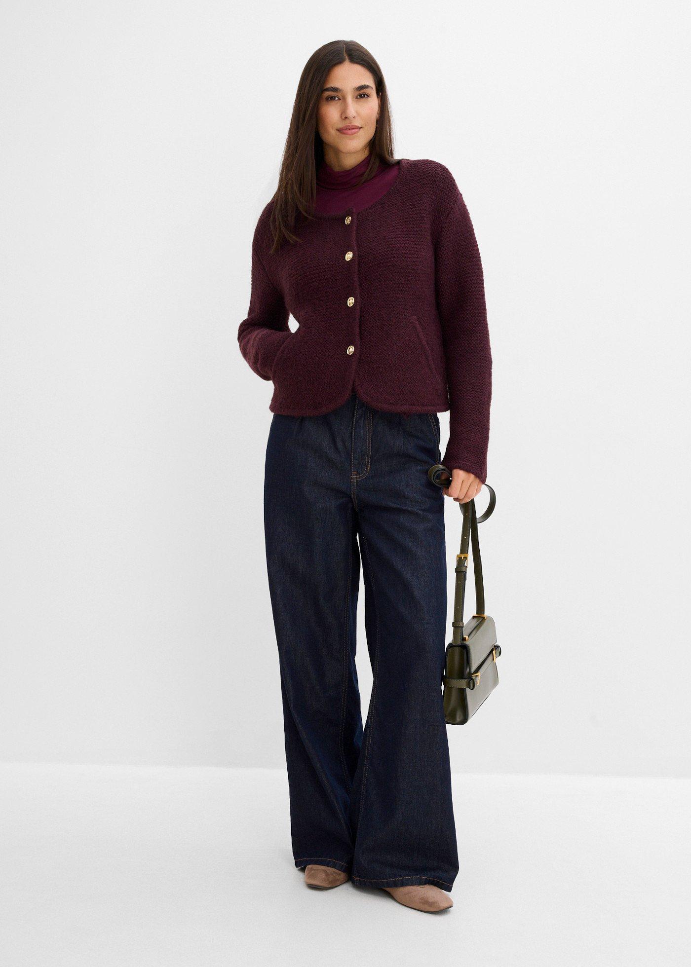 Sweter rozpinany o luźnym kroju - Bonprix