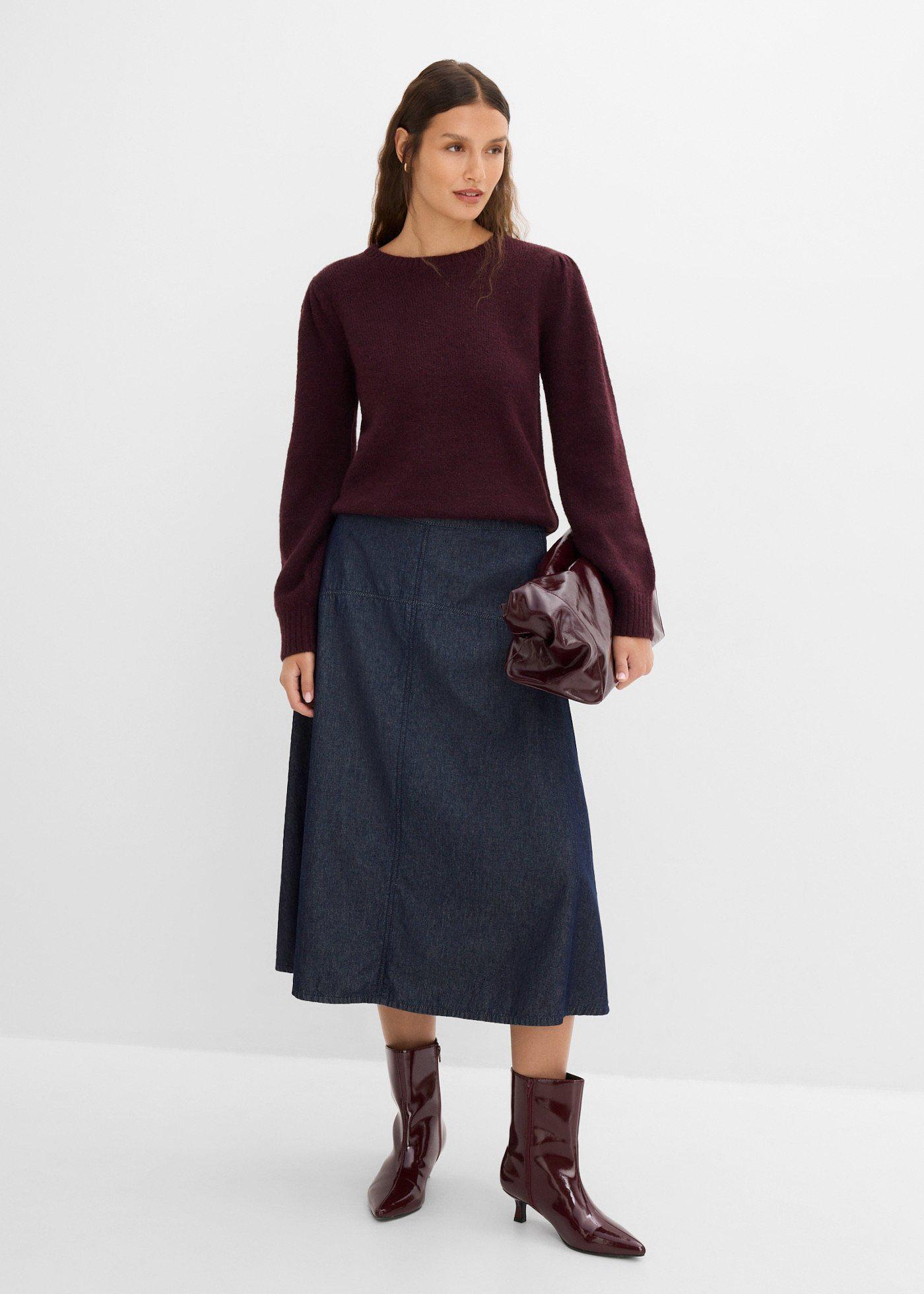 Sweter z bufiastymi rękawami - Bonprix