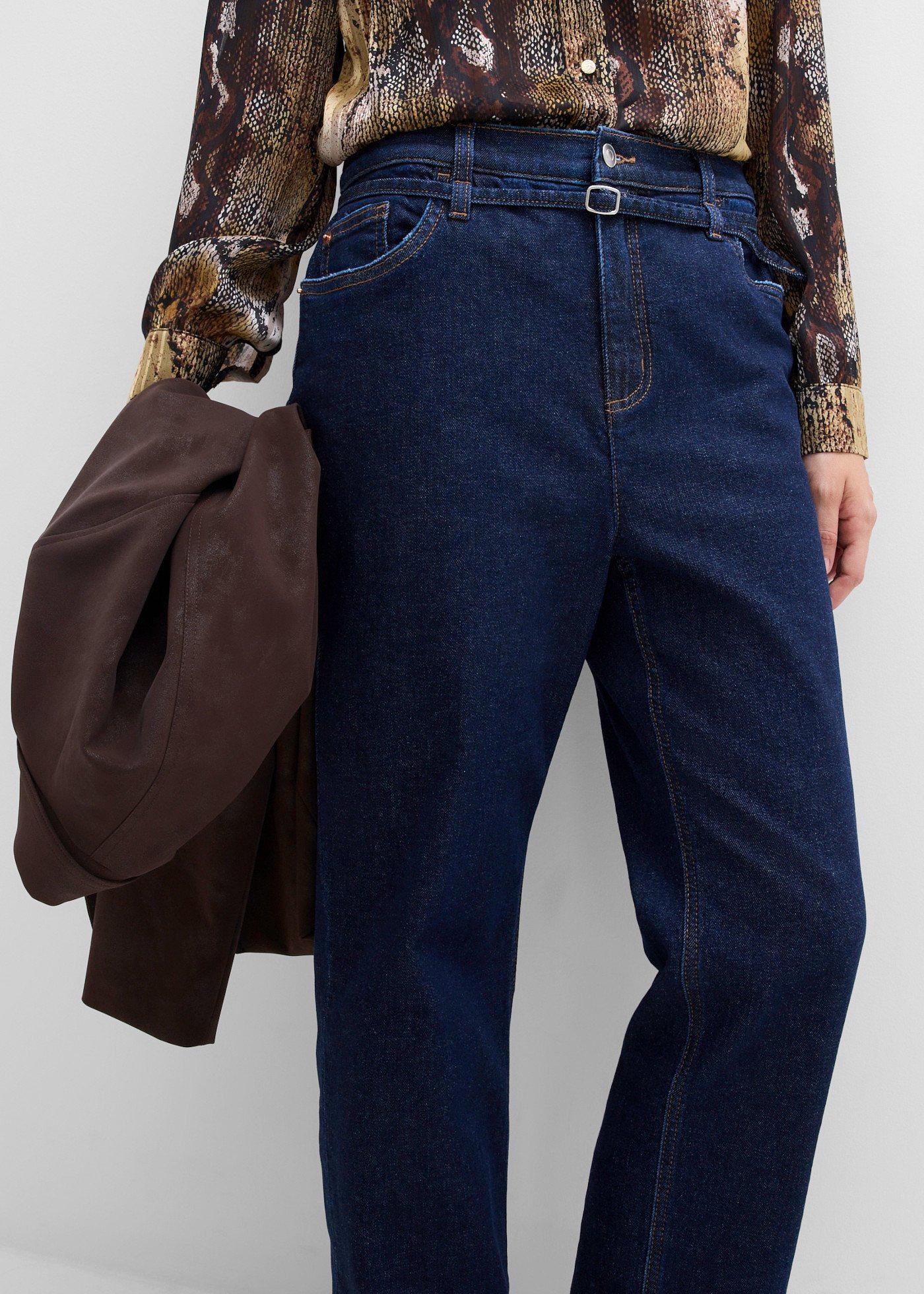 Jeansy straight, high waist, cropped - Bonprix