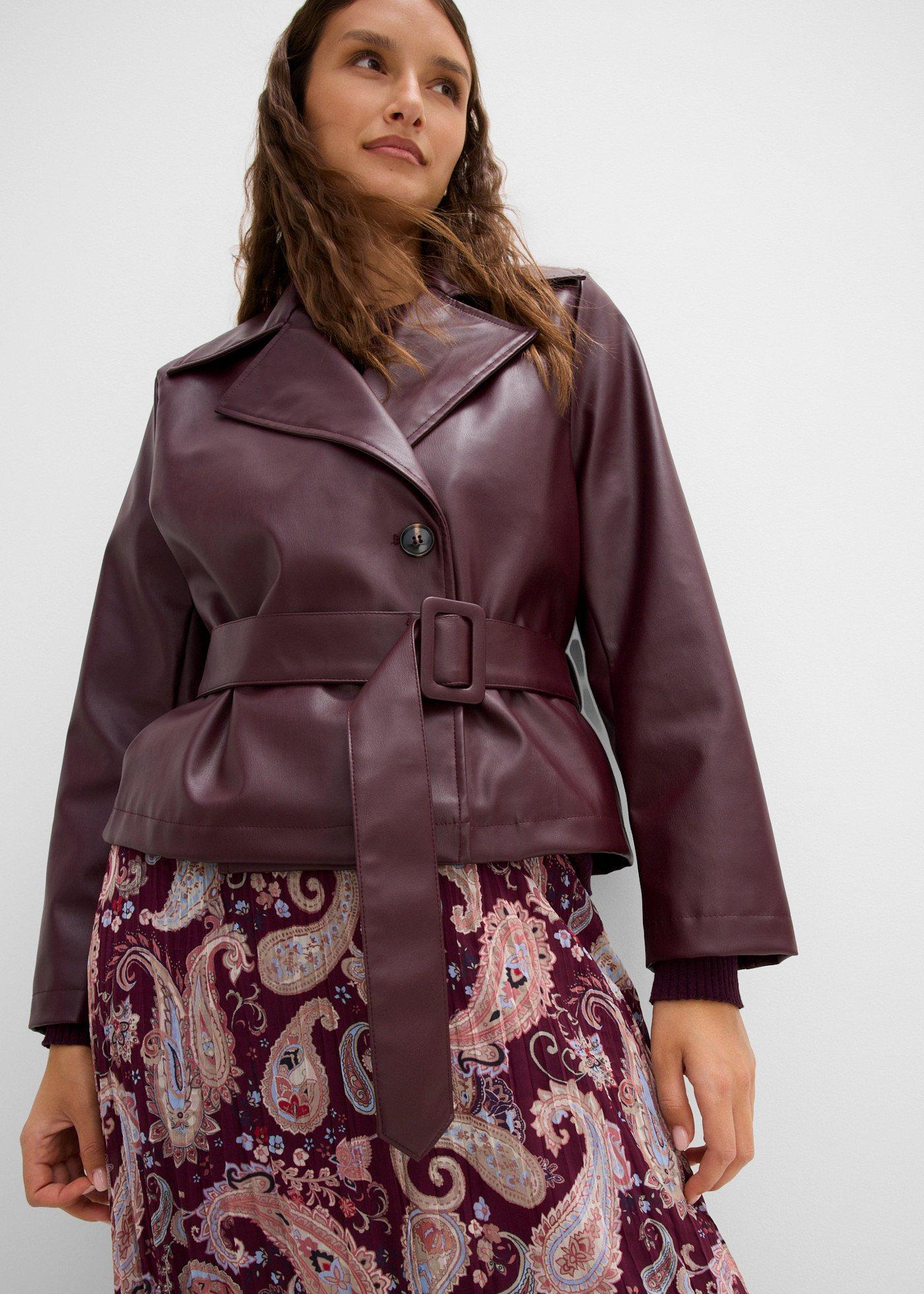 Kurtka trenchowa z imitacji skóry - Bonprix