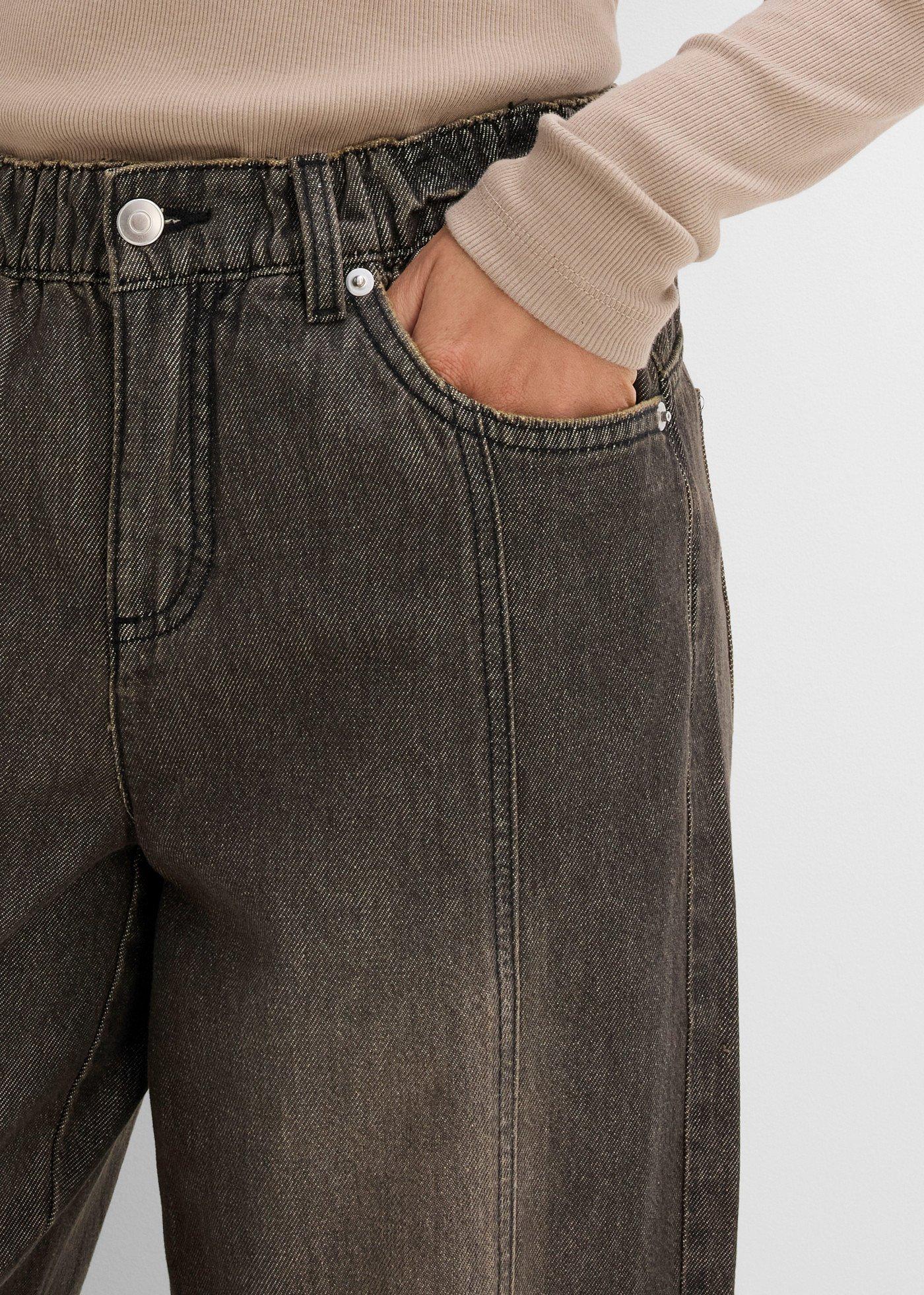 Jeansy typu barrel, mid waist, z wygodnym pasem - Bonprix