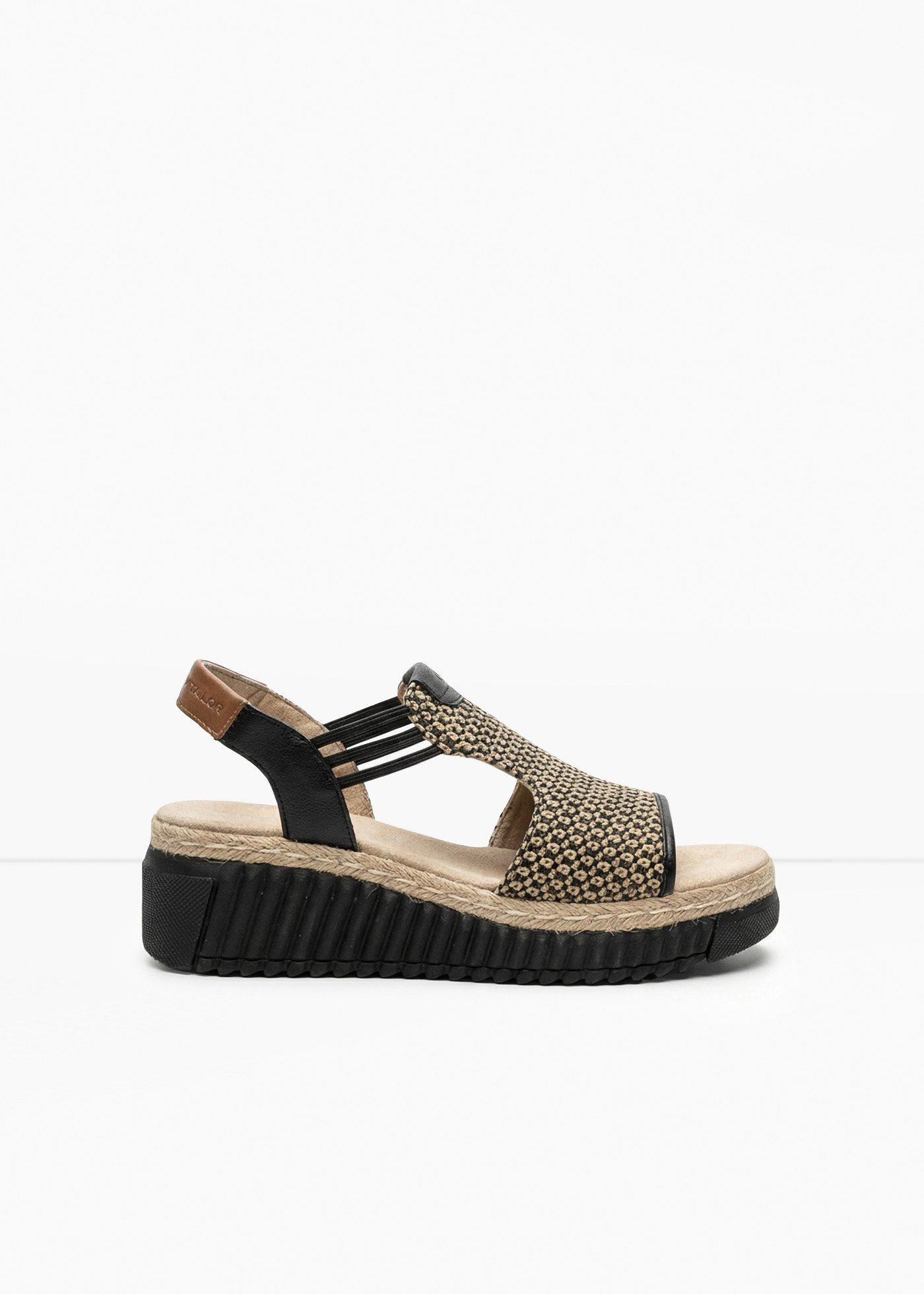 Sandales à talon compensé Tom Tailor, aspect raphia