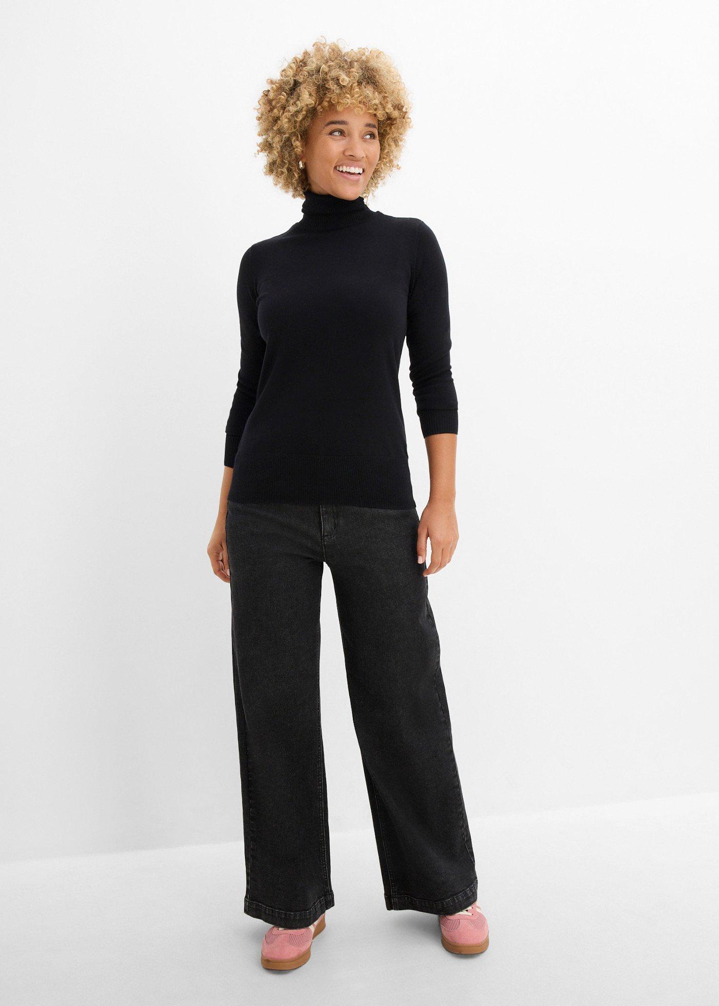 Cienki sweter z golfem - Bonprix